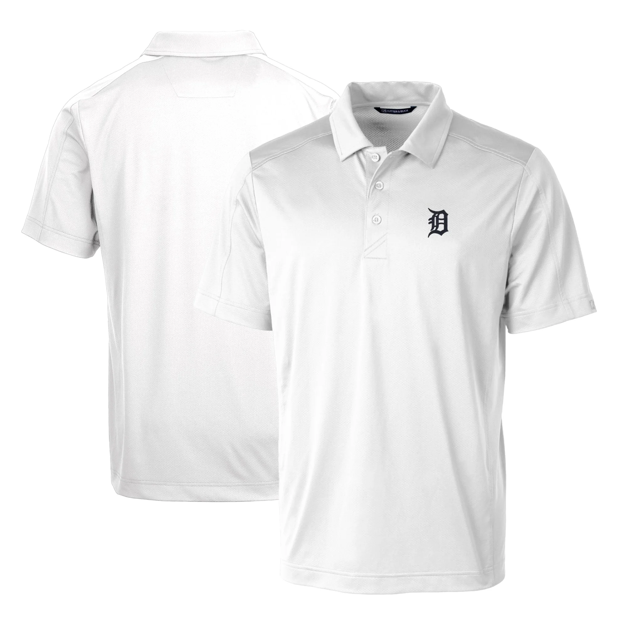 Men's Cutter & Buck White Detroit Tigers Prospect Textured Stretch Polo