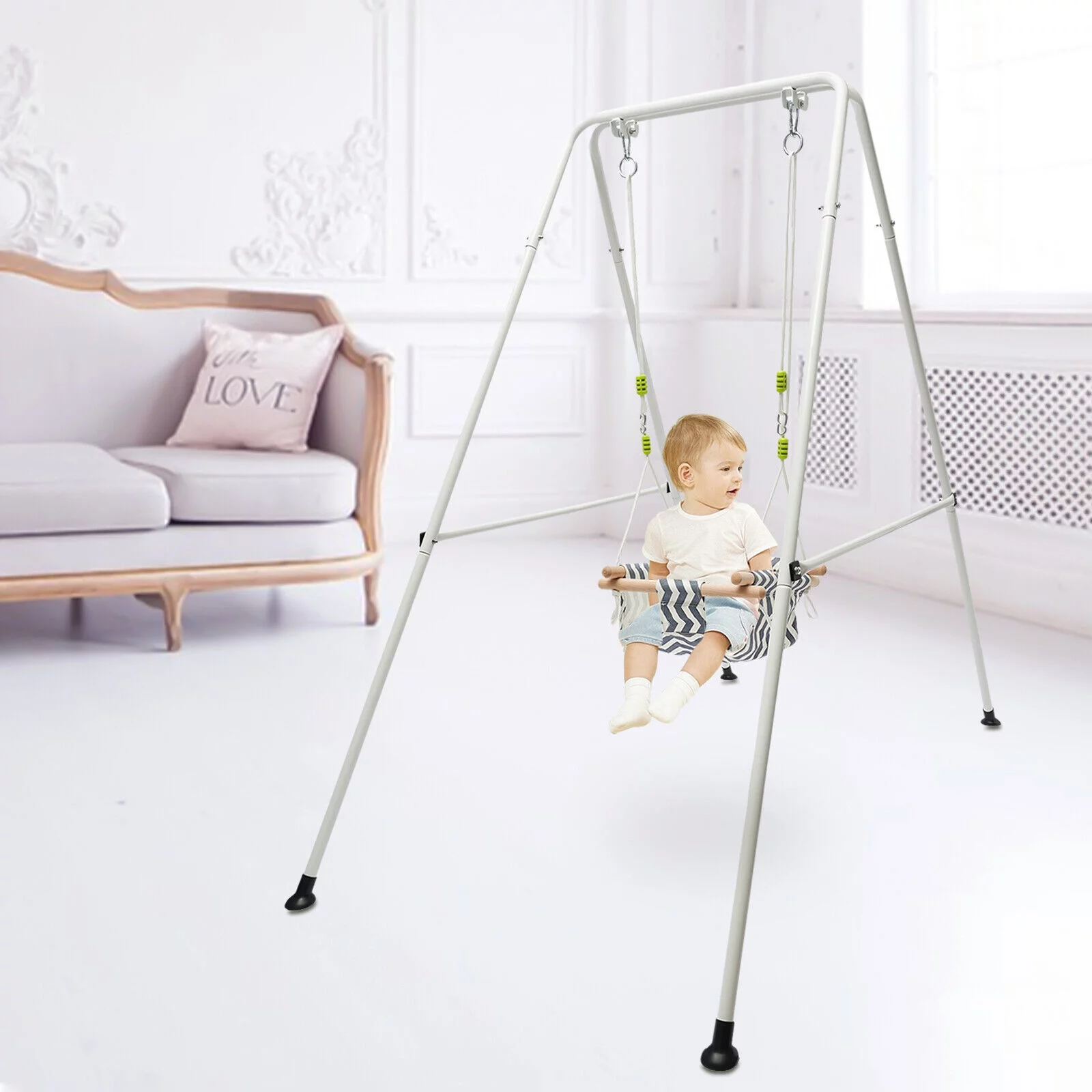 Baby Swing Set for Home Backyard Kids Playset Heavy Duty A-Frame Metal Stand