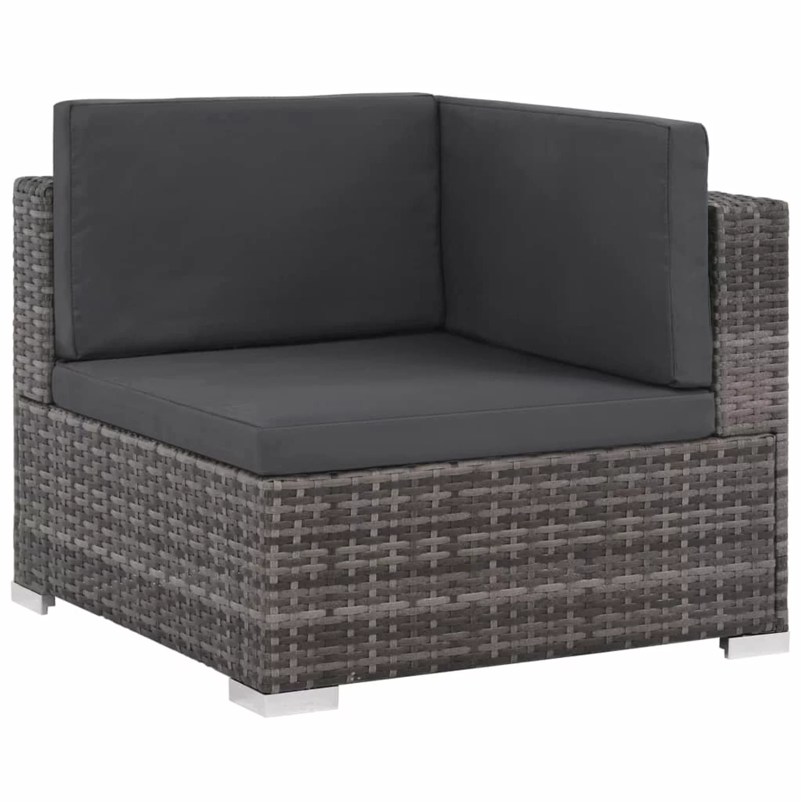 moobody Set of 6 Outdoor Sofa Conversation Set Poly Rattan Patio Sectional Corner Sofa Center Sofa with 2 Ottoman and Soft Cushions Set Garden Backyard Balcony Lawn Furniture Gray