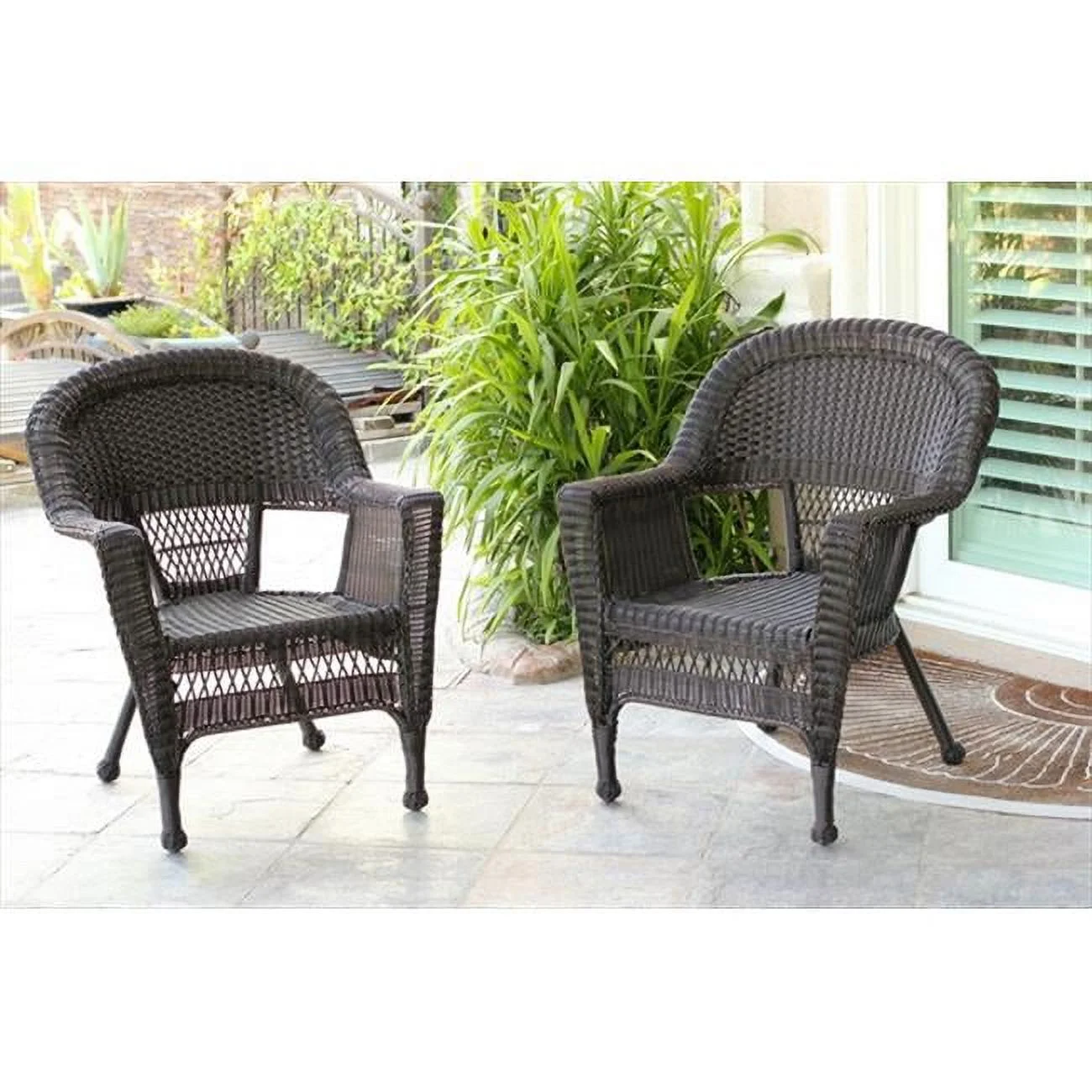 Jeco W00201-4 Espresso Wicker Chair - Set 4