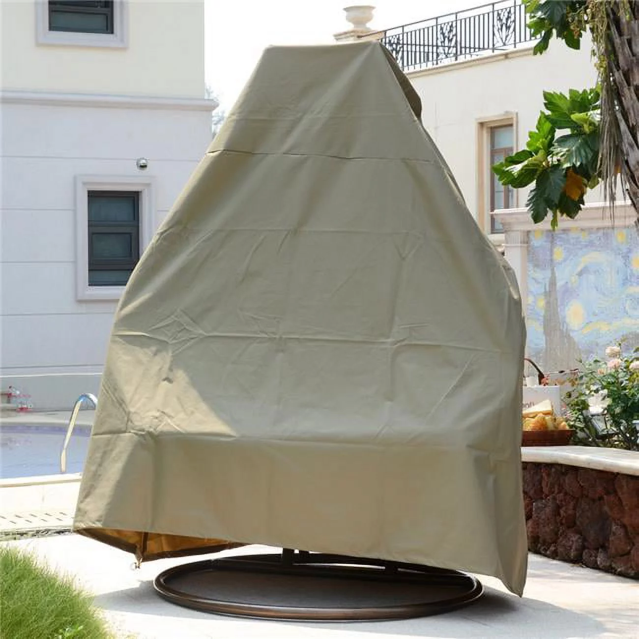 92 x 80 in. Hanging Double Hanging Egg Swing ChairCover, Brown