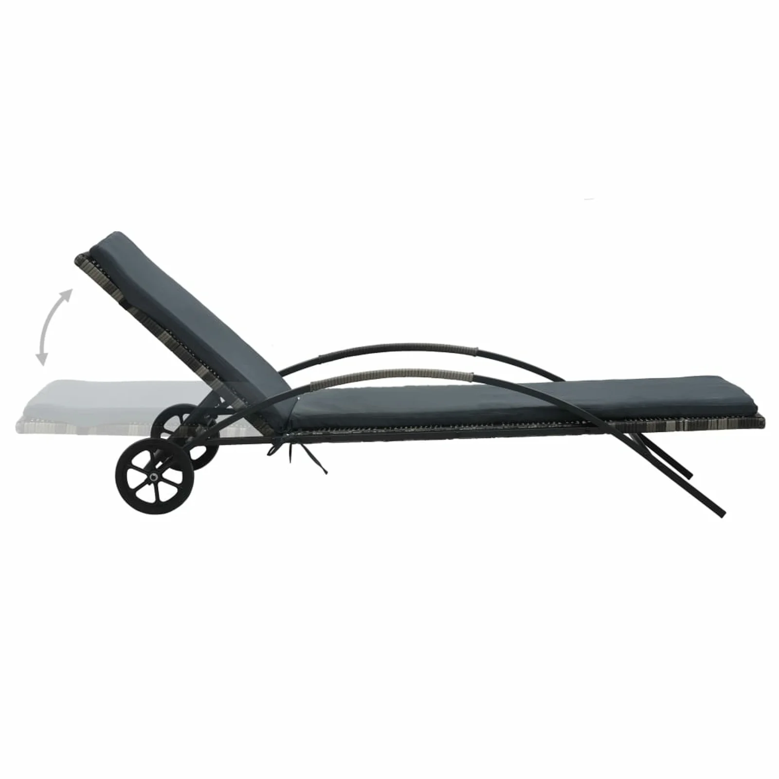 Andoer Sun Lounger with Cushion & Wheels Poly Rattan Anthracite