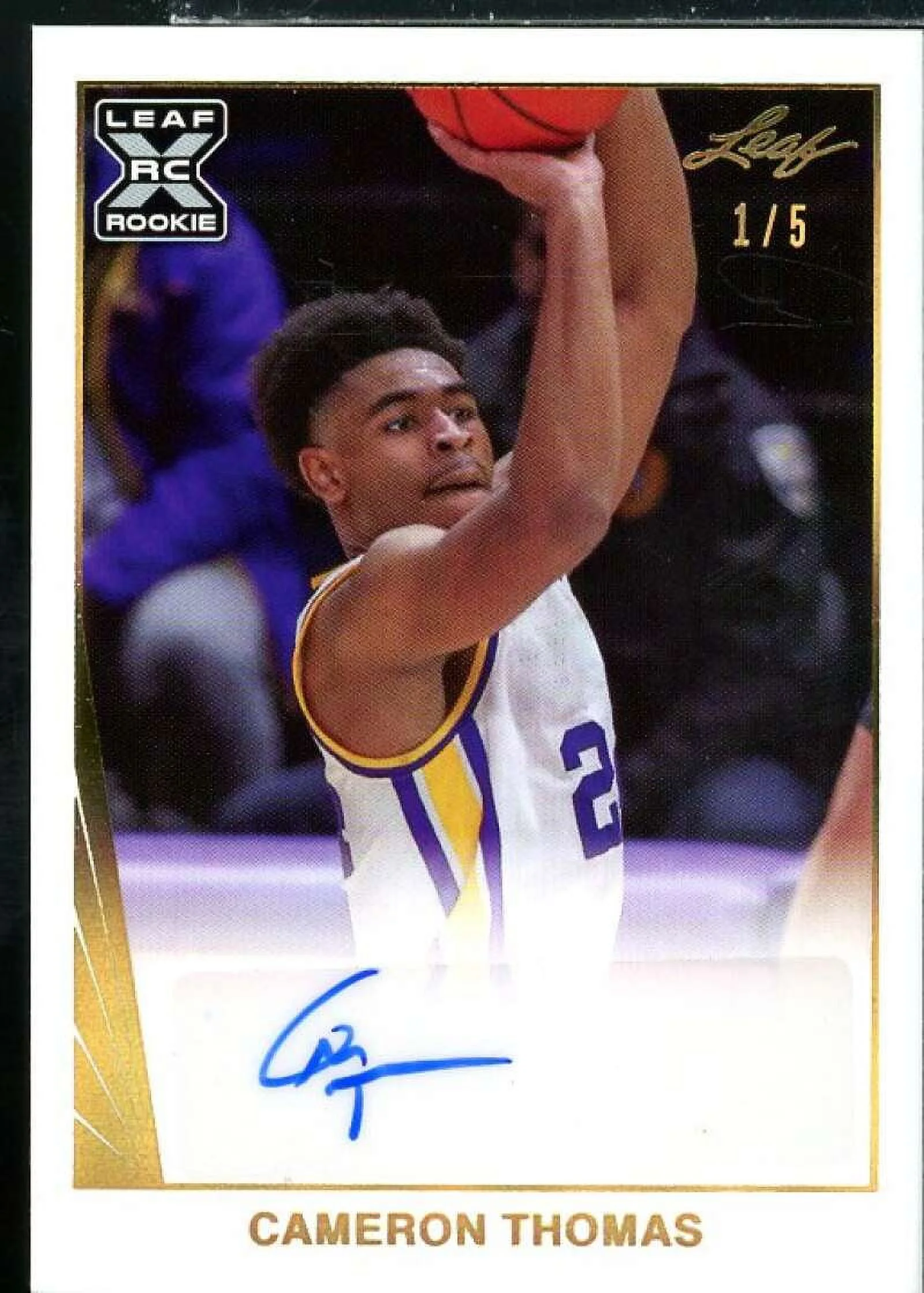 Cameron Thomas Rookie Card 2021-22 Leaf Pro Set Power Gold #BACT1