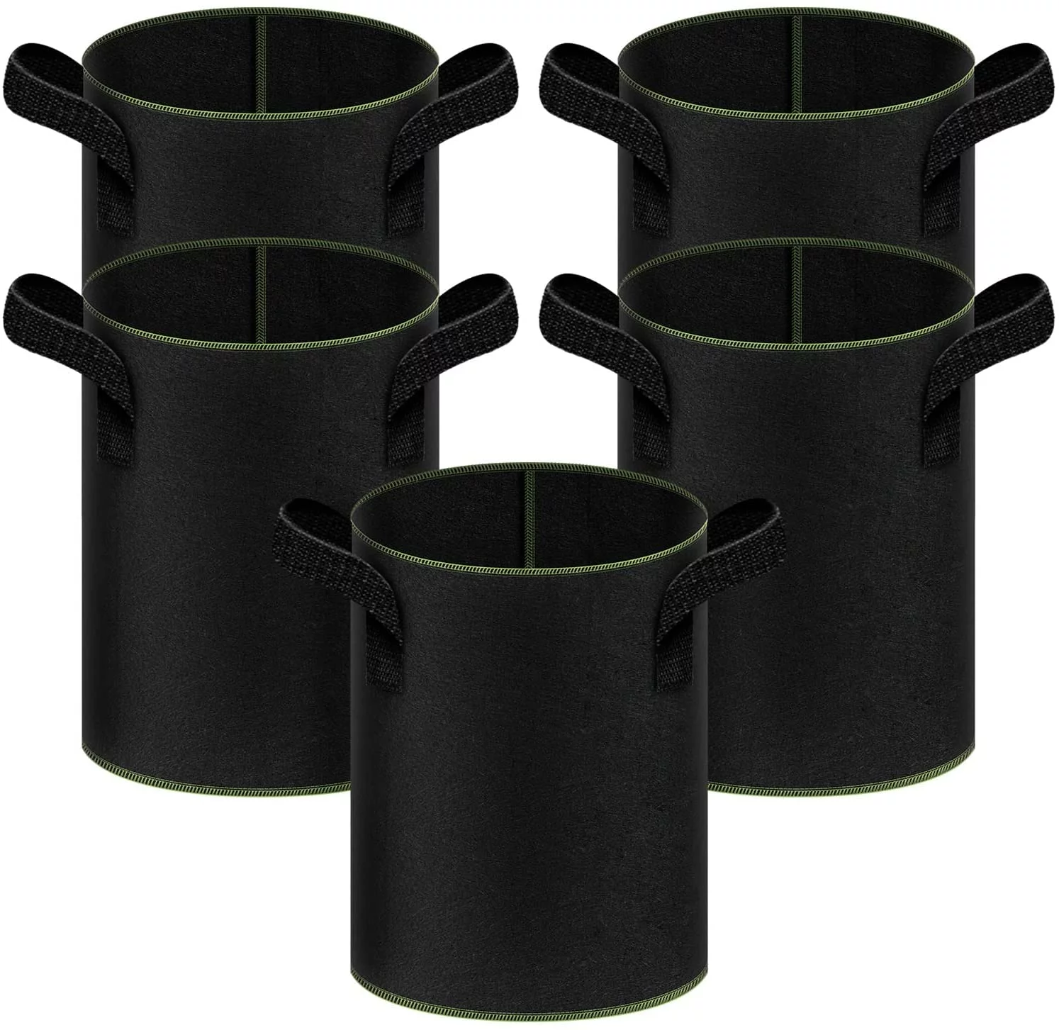 iPower 3-Gallon 5-Pack Grow Bags Thickened Nonwoven Fabric Pots -Black
