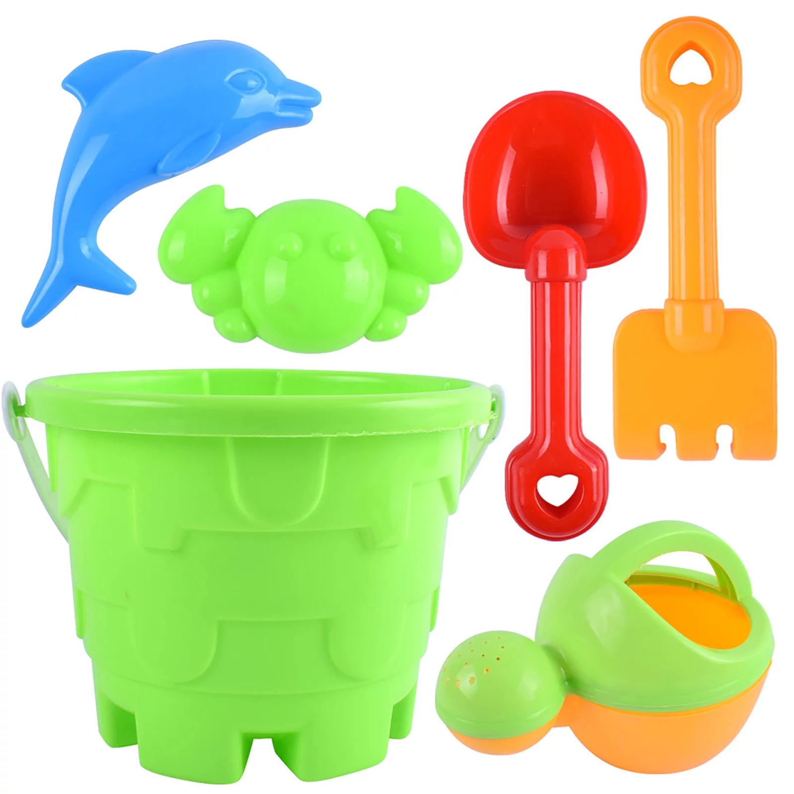 XIANXIAN Summer Children's Beach Toys Play Water Digging Sand Play House Shovel Bucket 6-piece Heavy Duty Plastic Garden Planting Shovels Spades Sets Sandbox Toys