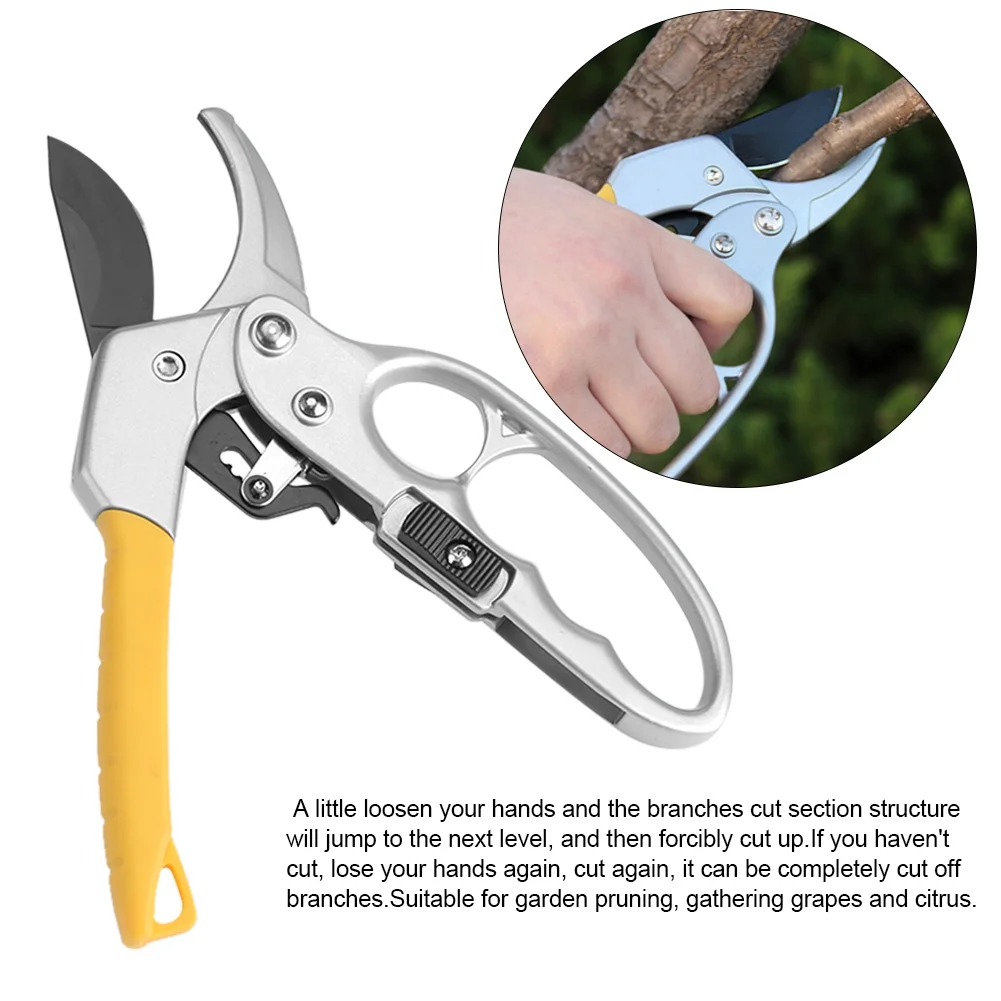Garden Bypass Pruning Shears - Secateurs Ratchet Hand Pruner Trimmer Tools Ratchet Secateurs with Ergonomic Designed Easily Handle for Garden Trees Plants Hedges and Flowers