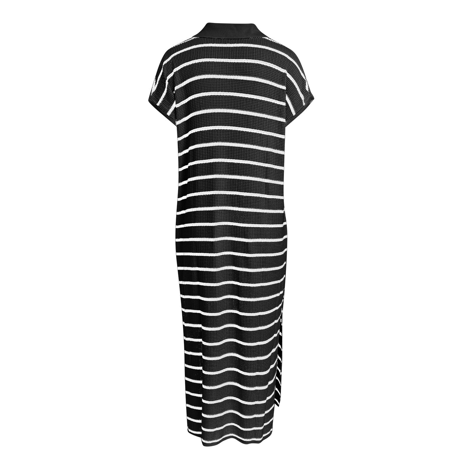 Autumn Cargo Skirt Women Fashion Casual Loose Versatile Striped Dress V Neck Low Slit Sweater Dress White Maxi Skirt