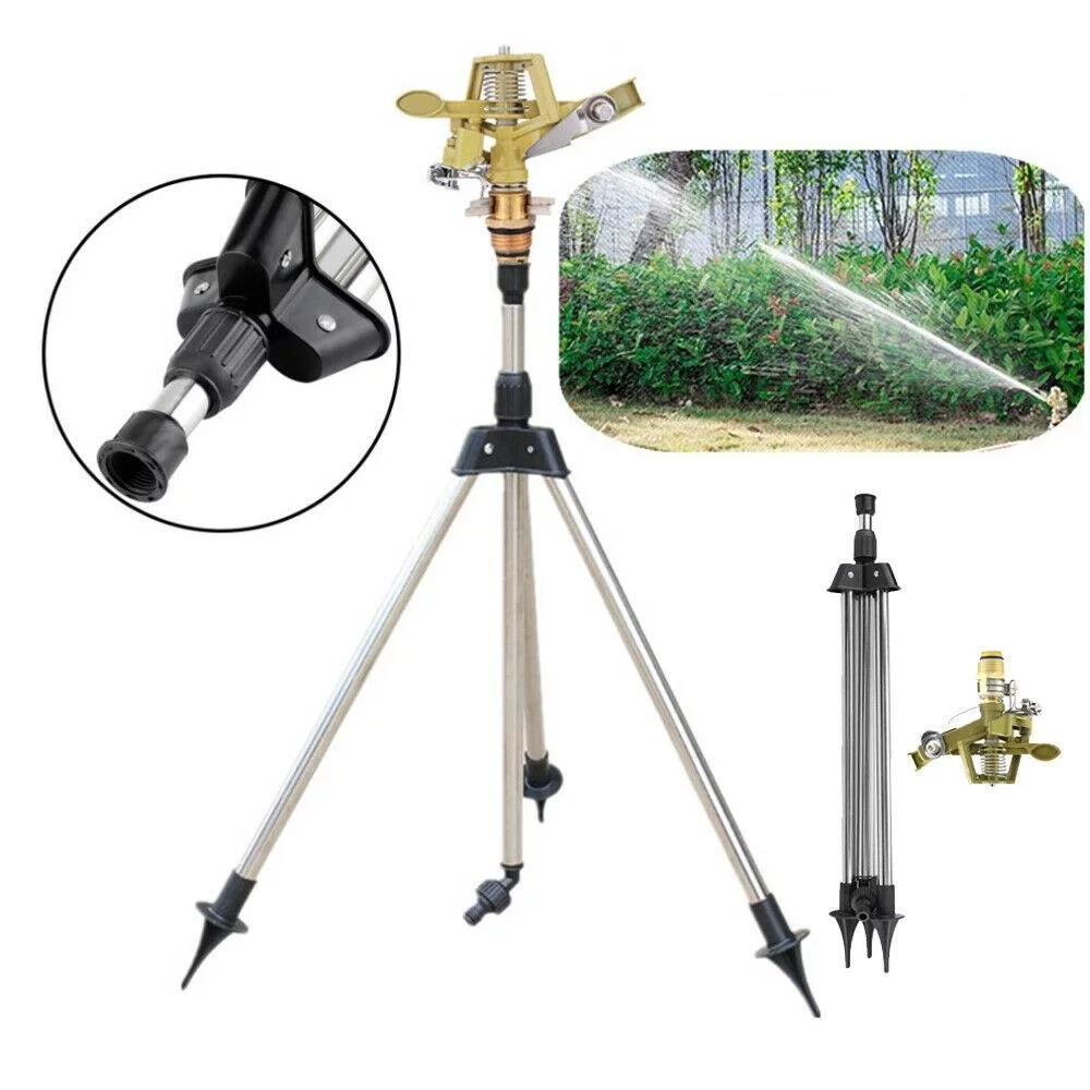 Impulse Metal Spike Sprinkler Tripod Sprayer Hose Pipe Water Garden Lawn Grass