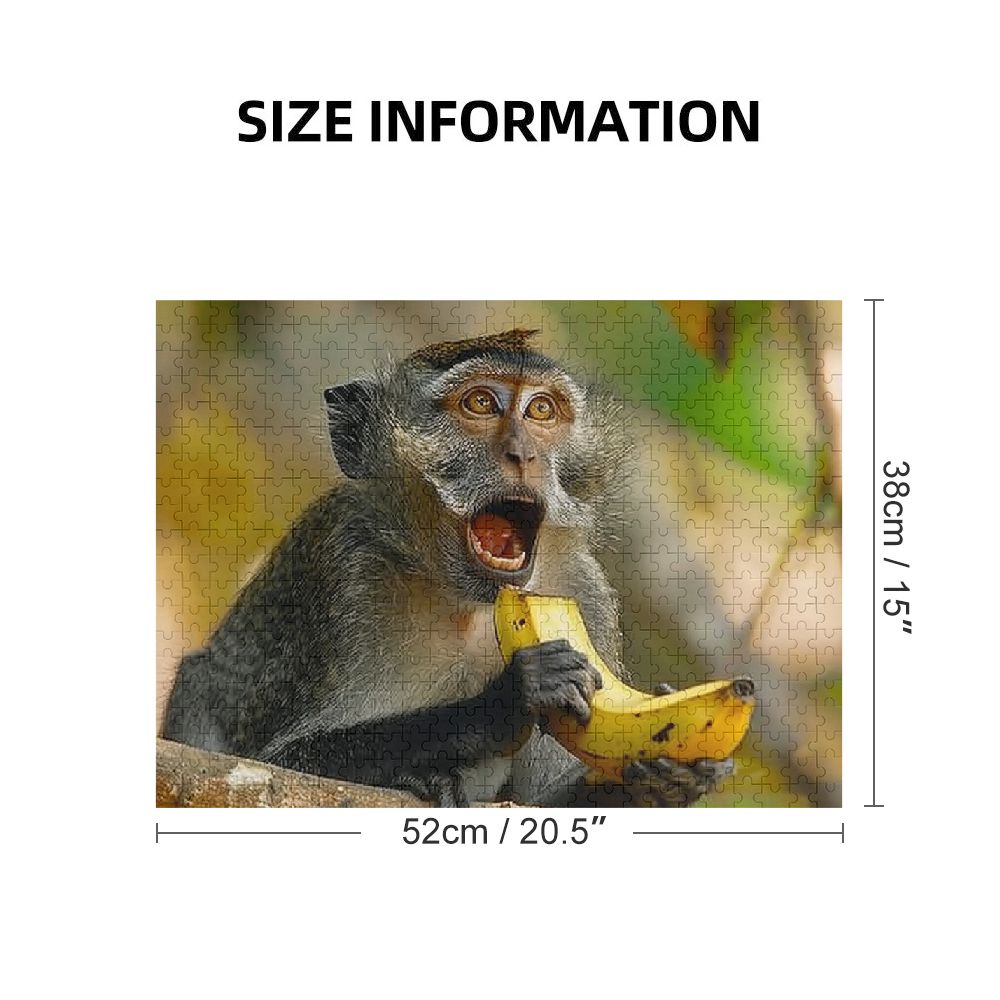 ONETECH Monkey Banana Wooden Jigsaw Puzzle Leisure Game Toy Gift for Family Friends 500 PCS
