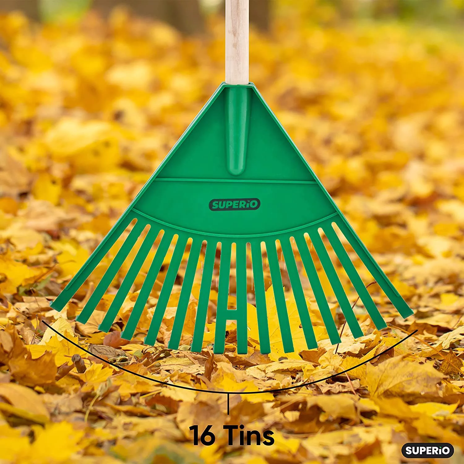 Pack of 2 Kids Rake with Hardwood Handle, Durable Plastic Head to Sweep Leaves in Lawn and Tidying Up The Garden, 34