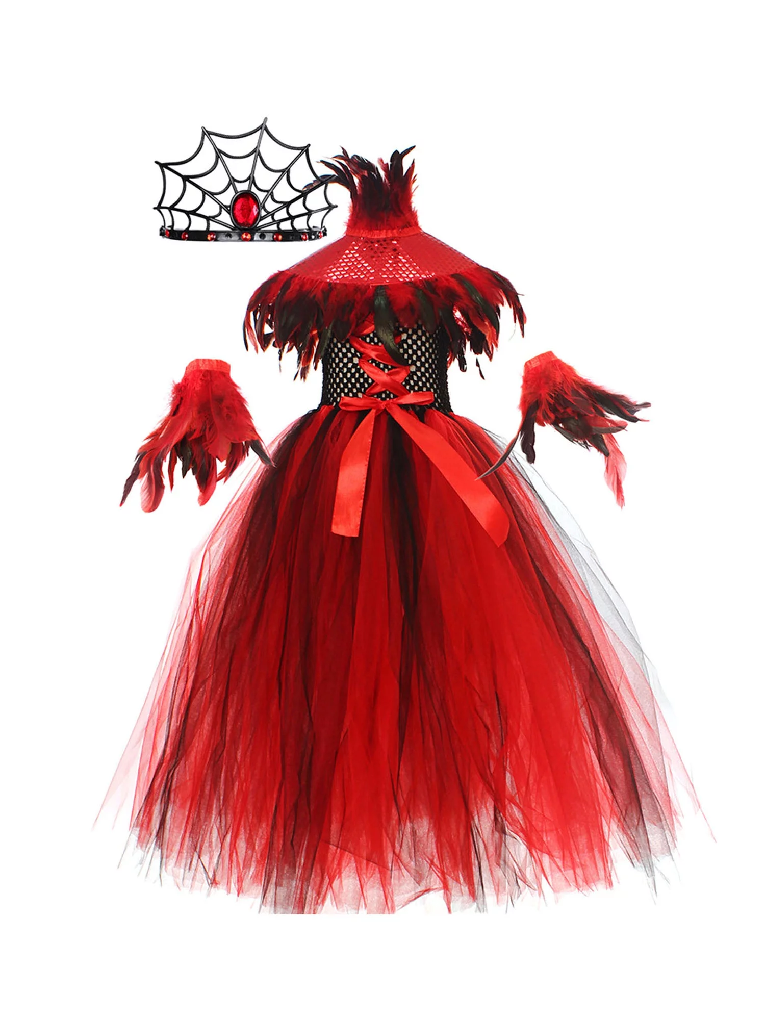 Pudcoco Halloween Costumes for Girls Vampire Costume, Gothic Medieval Queen Dress Set for Role Play