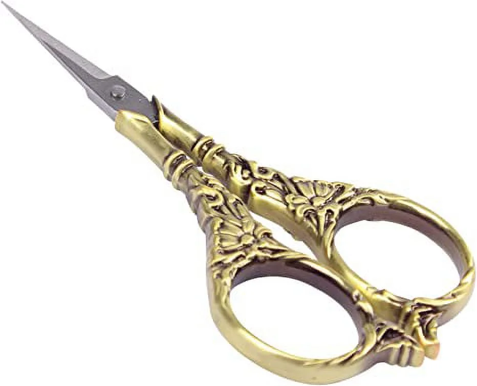 NAMZI Vintage European Style Scissors Stainless Steel for Cross Stitch Cutting Embroidery Sewing Handcraft Craft Art Work DIY Tool(Bronze)