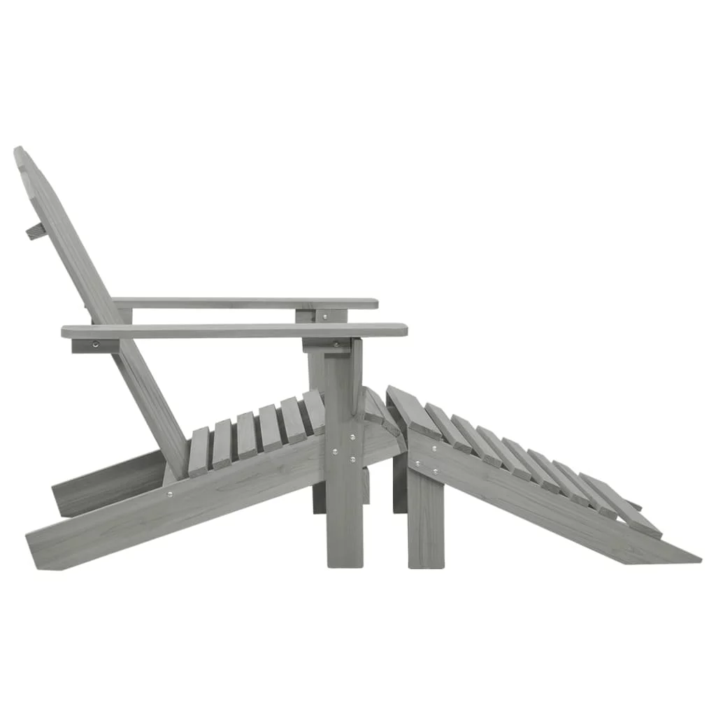 Patio Chair with Ottoman Wood Gray