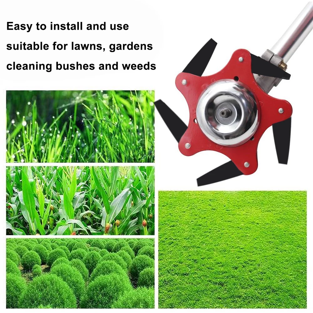ZTOO Trimmer Head 6 Steel, Garden Tool Brush Cutter Grass Cutting Head Blade 65Mn Lawn Mower Head Accessories Lawn Mower Grass Weed Tool Replacement