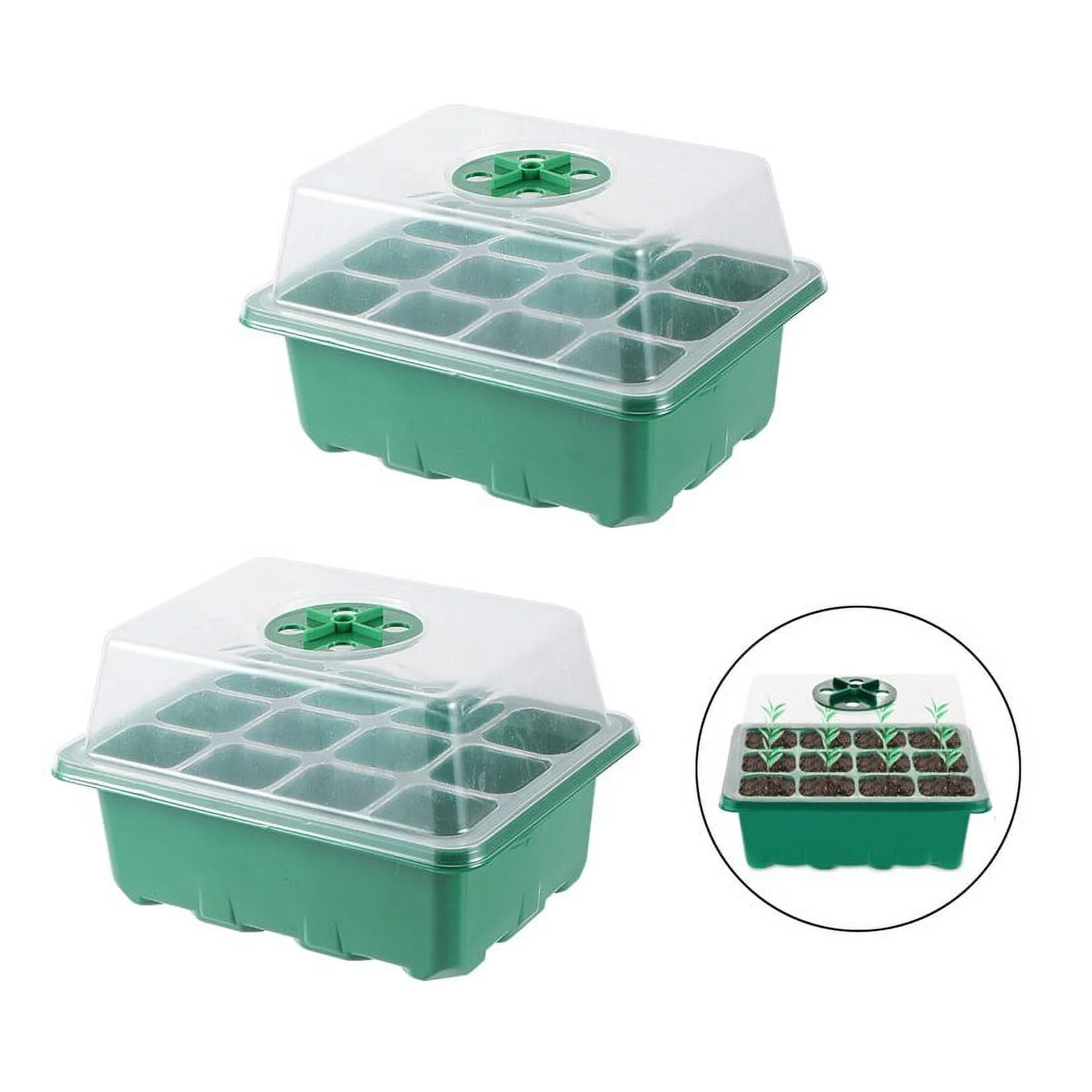 5Pc 12 Hole Seedling Starter Tray Pot Seed Germination Plant Propagation Nursery Box with Lid Garden Balcony Cultivation Planter