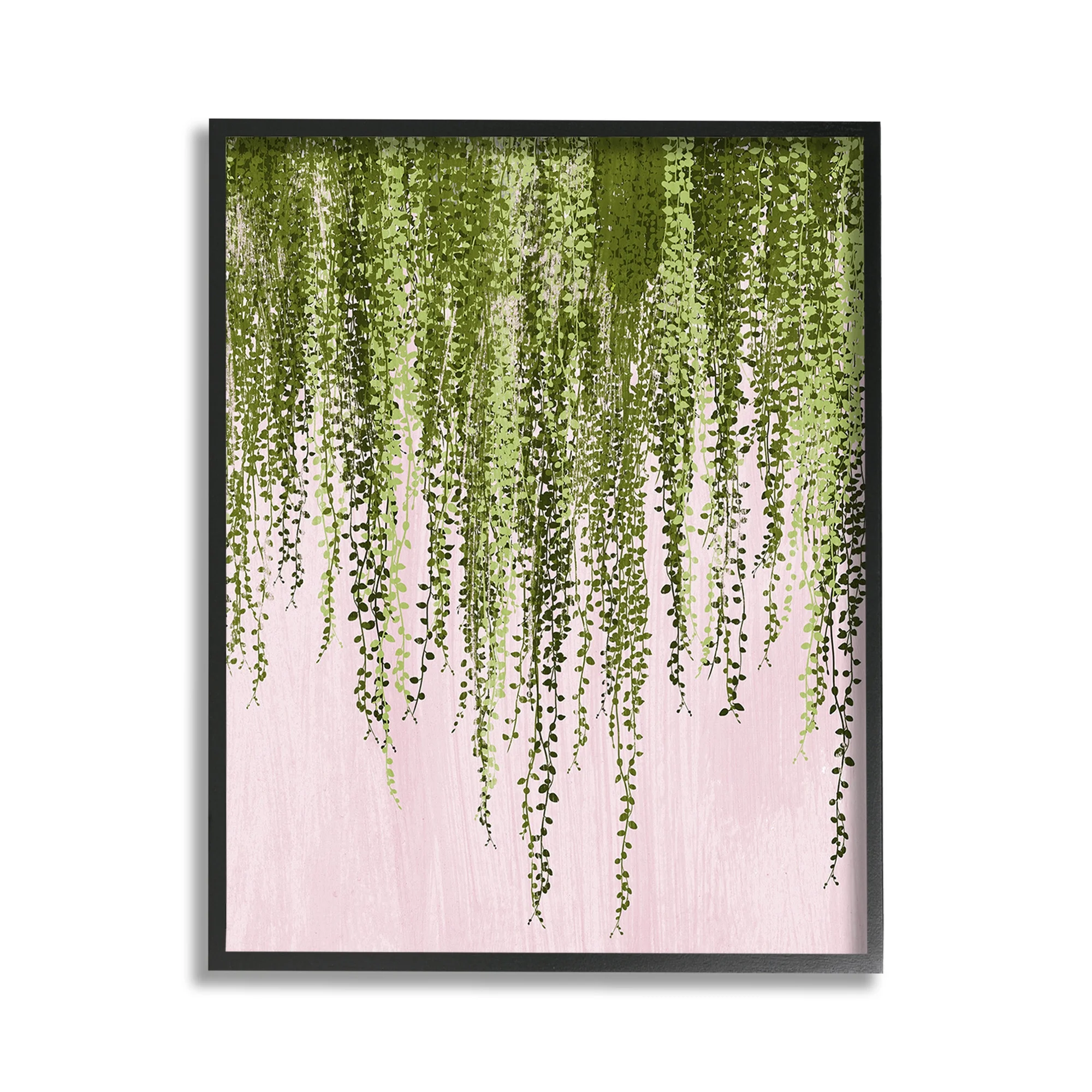 Stupell Industries Willow Leaves on Pink Botanical & Floral Painting Black Framed Art Print Wall Art, 11 x 14