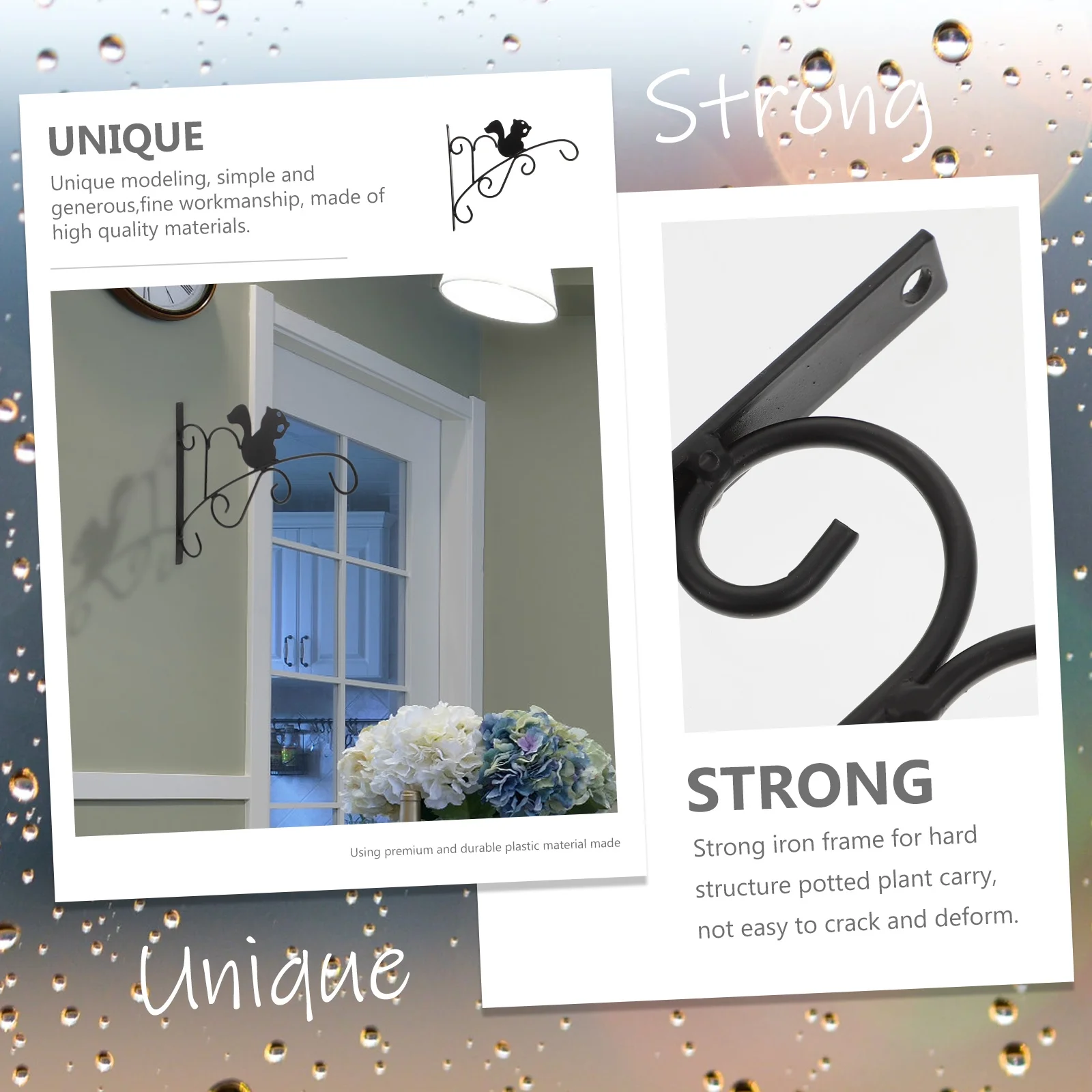 Guichaokj 1 Set Wall Hanging Flowerpot Rack Iron Flowerpot Stand Wall Mounted Plant Hanger