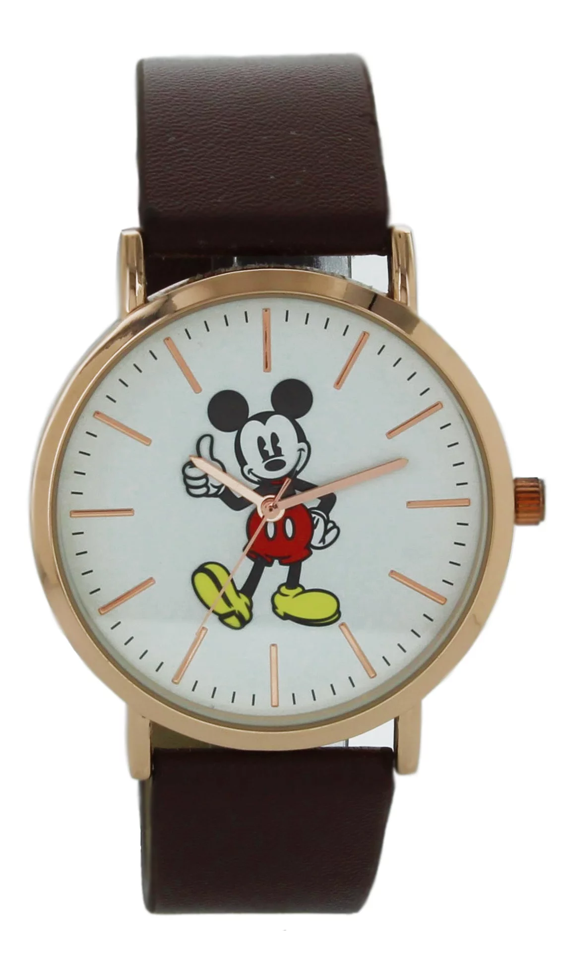 Disney Mickey Mouse Watch Rose Gold Tone Case & Brown Strap In Mickey Mouse Gift box with tags MK1523GG