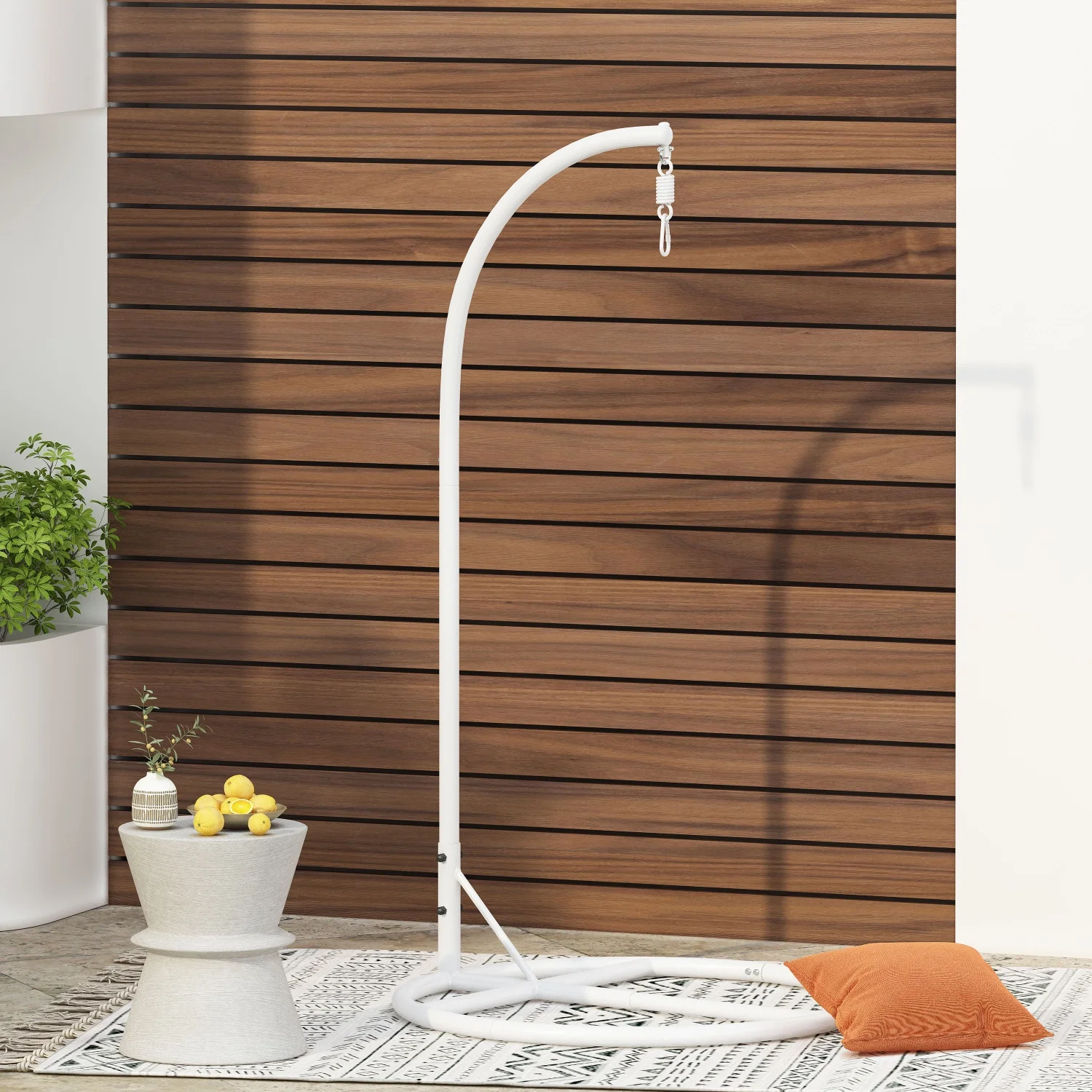 Comfortable  Stylish and Relaxing Hanging Chair for the Bottom of Garden patio or Balcony with Soft Cushion and Durable Steel Frame - Perfect Outdoor Furniture for Lounging and Reading in