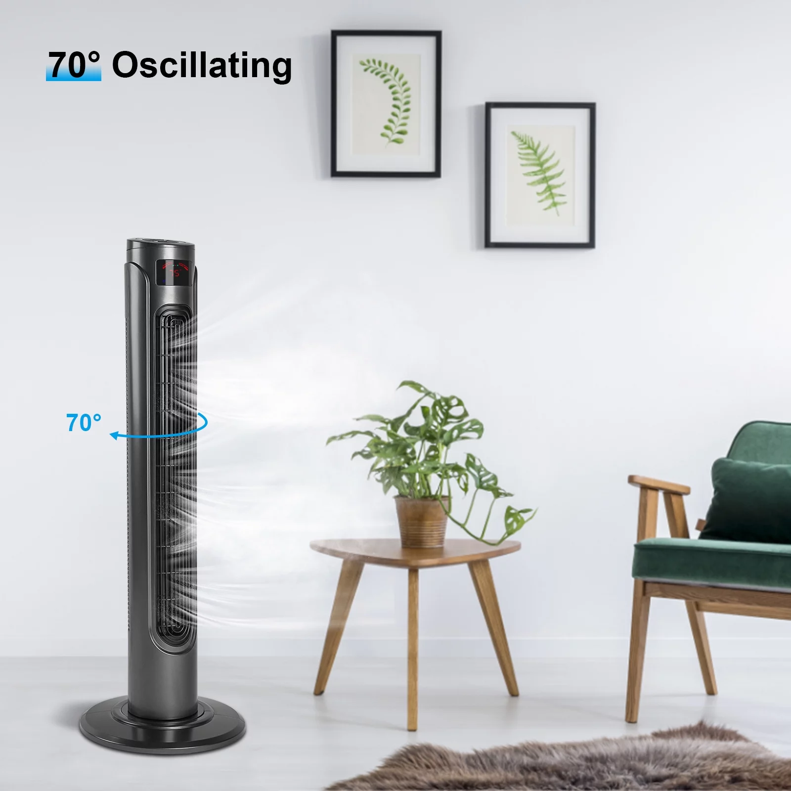 Tower Fan with Remote Control and LED Display - Stay Cool