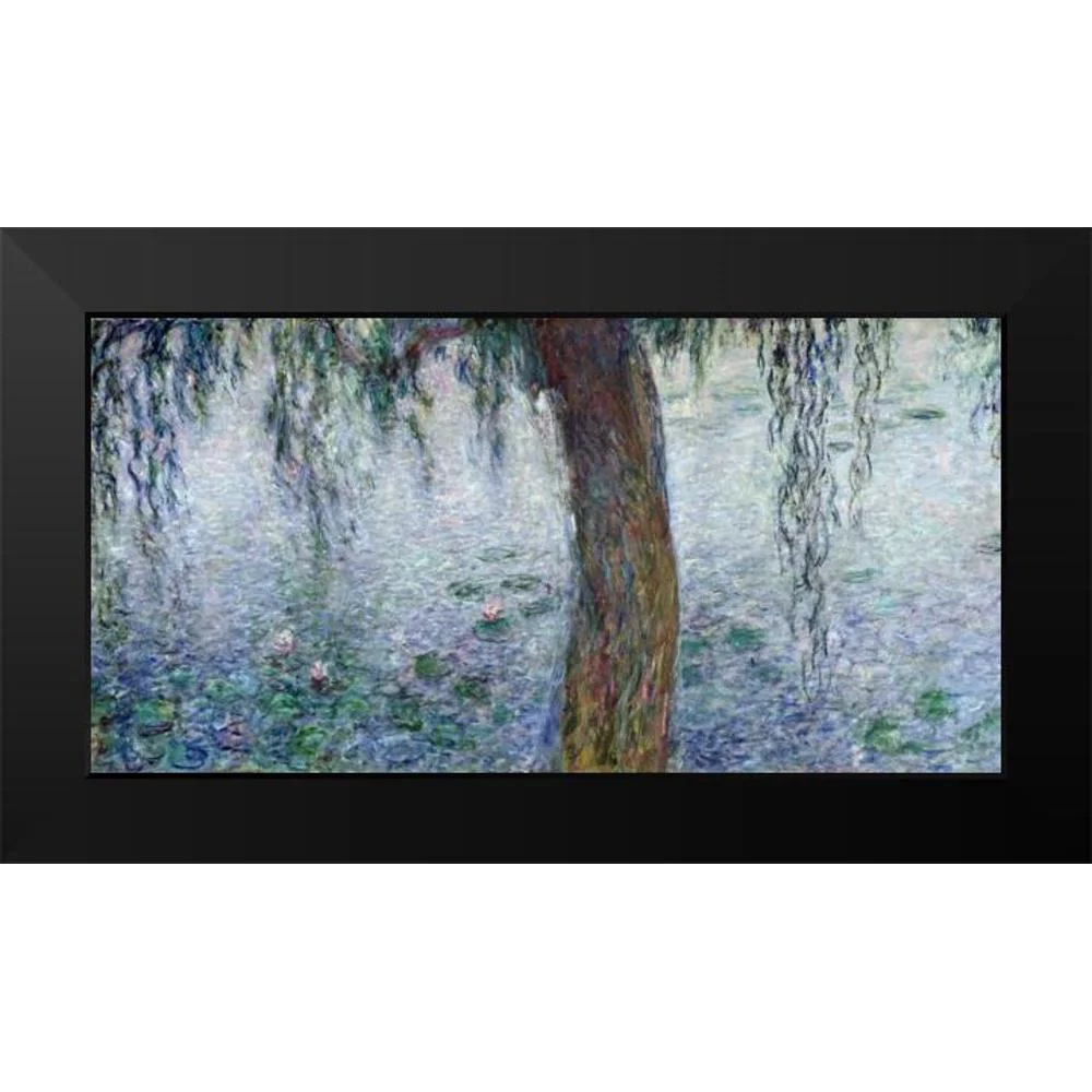 Monet, Claude 14x9 Black Modern Framed Museum Art Print Titled - Morning with Weeping Willows I (detail)