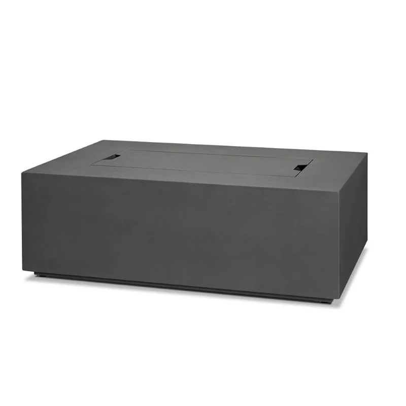 Home Square 2-Piece Set with Small Fire Table and Fire Glass in Slate/Black