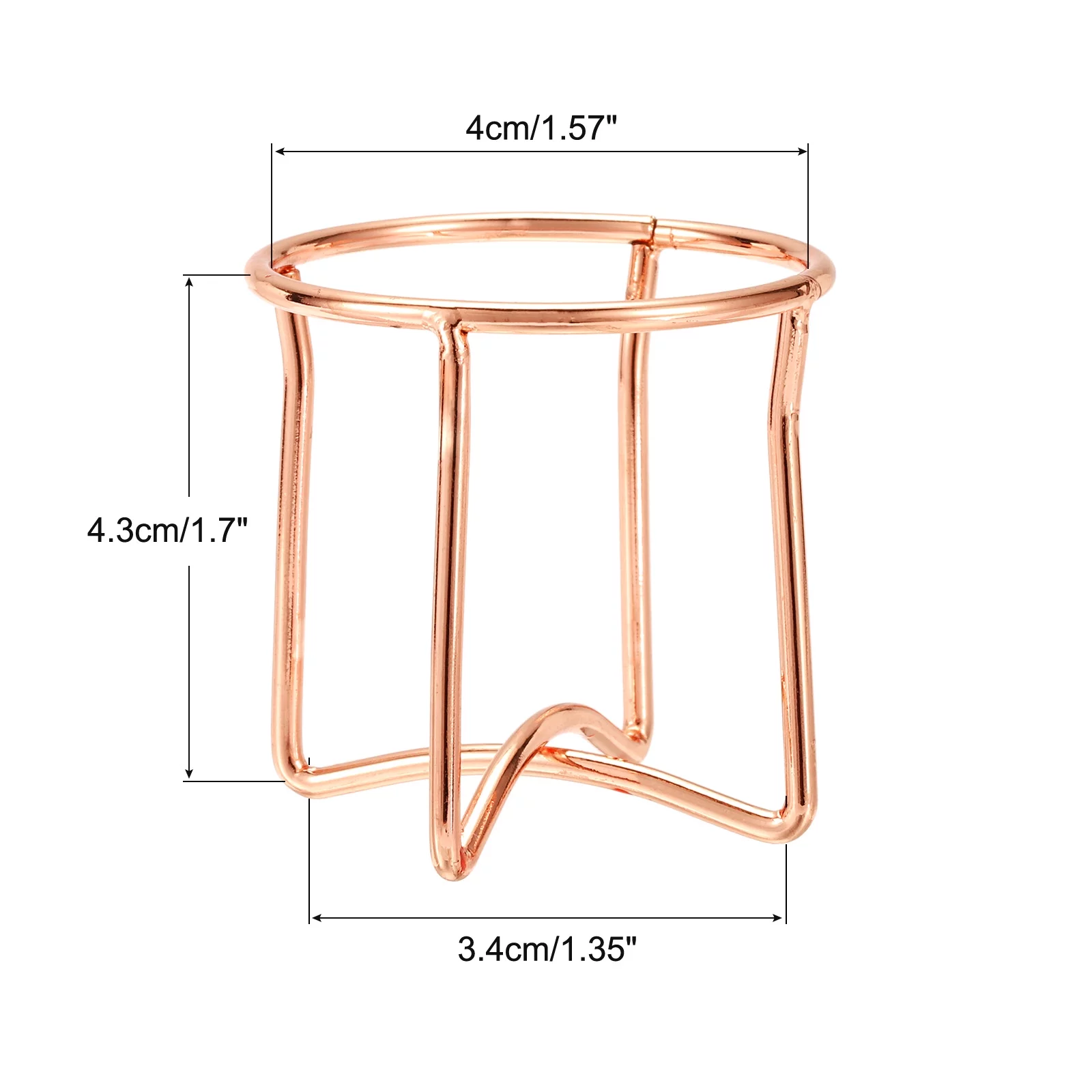 Uxcell 1.73''Air Plant Stand Holder Round Pot Container Metal Rose Gold 3Pcs