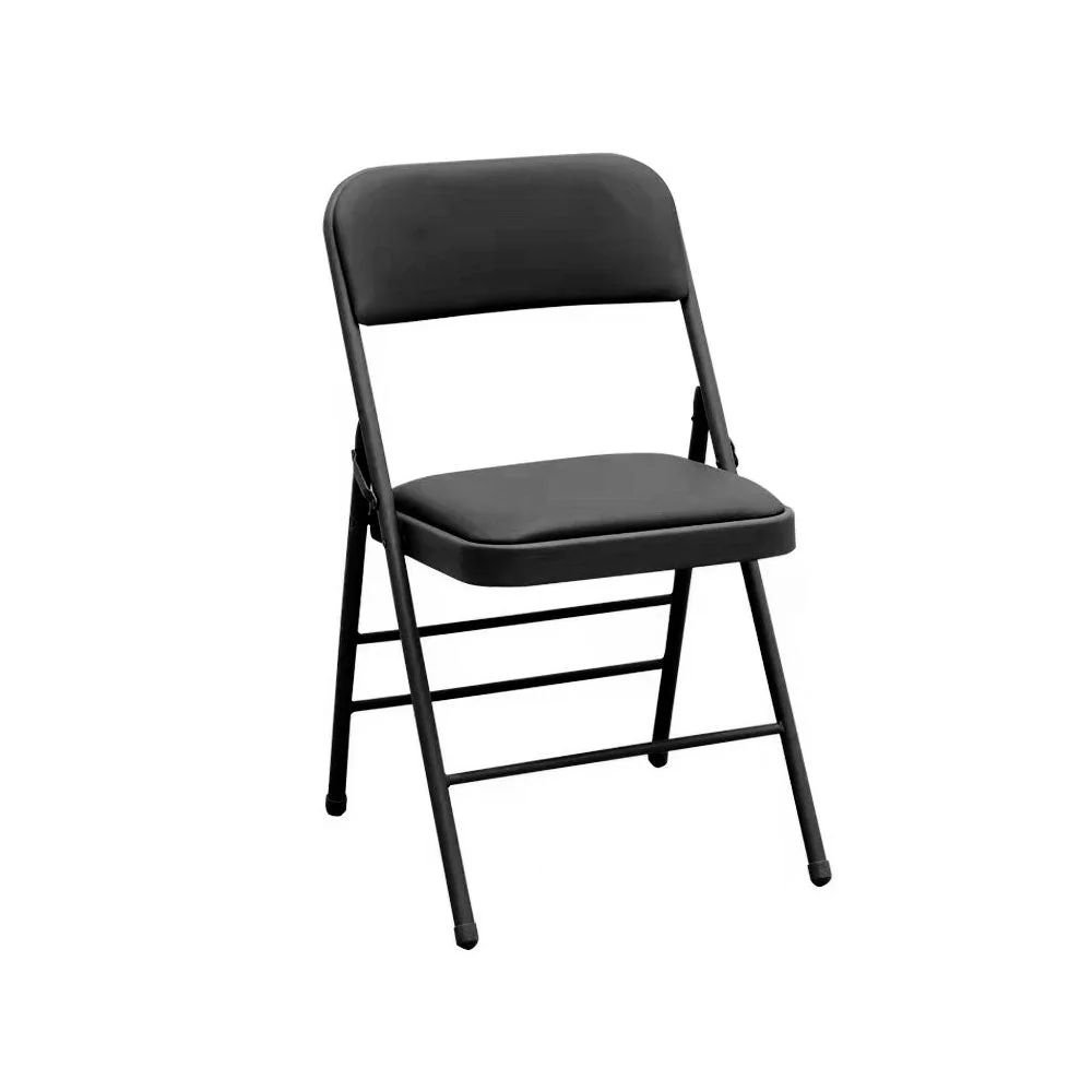 Amazingforless 2-Pack (Fabric/Vinyl) Steel Frame Foam Padded Metal Folding Chair (Black, Gray, White)