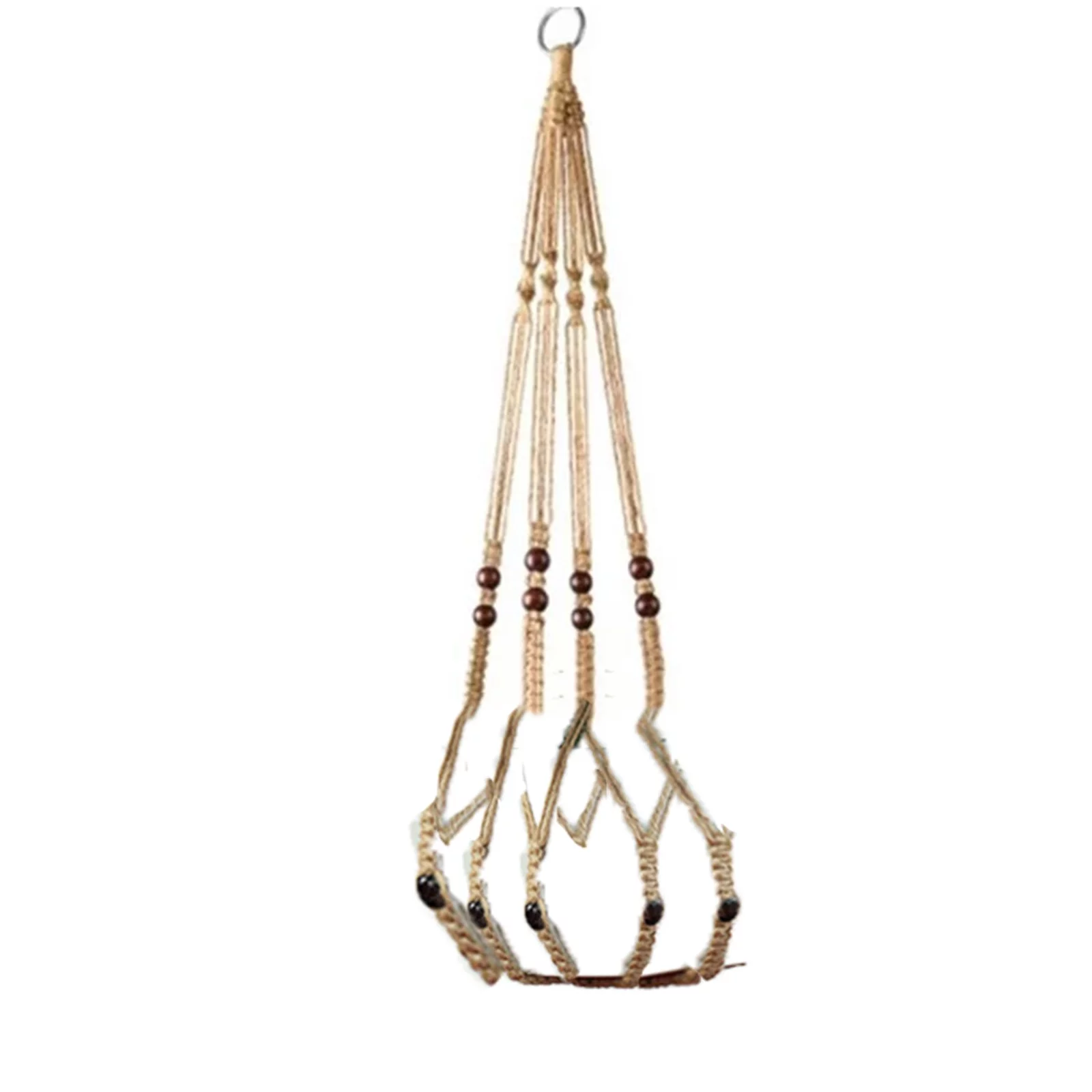 YDNGF Planter Basket With Wood Beads Decorative Flower Pot Holder No Tassels For Indoor Outdoor Boho Home Decor 35 Inch Brown