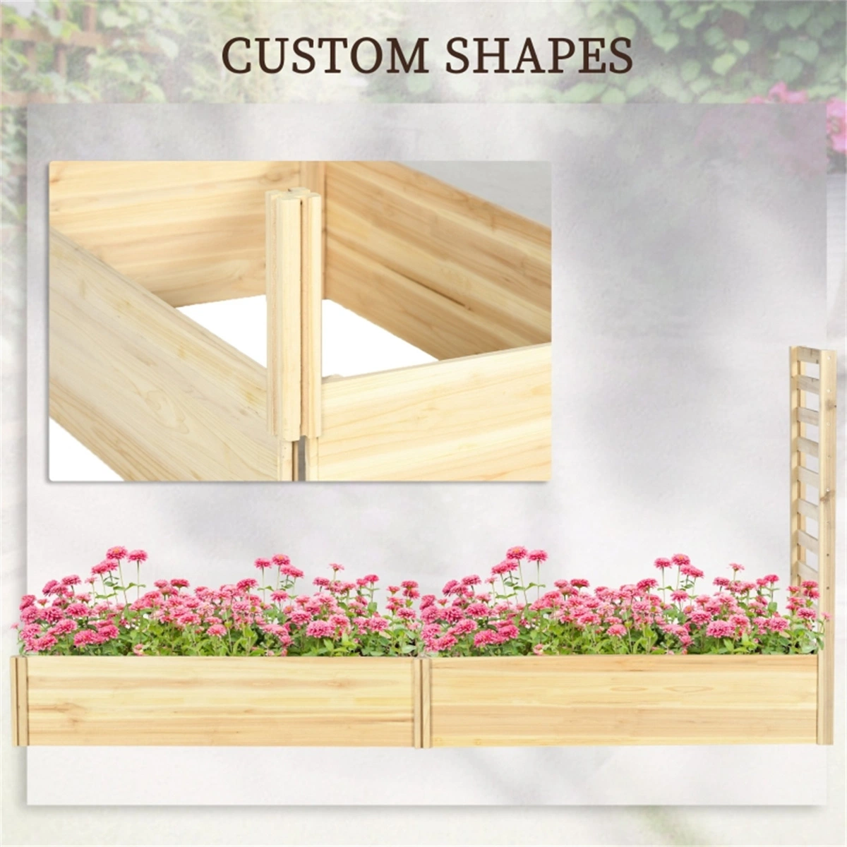 SEVENINE Garden Wooden Planter, Flower shelf, Wood Planter Box