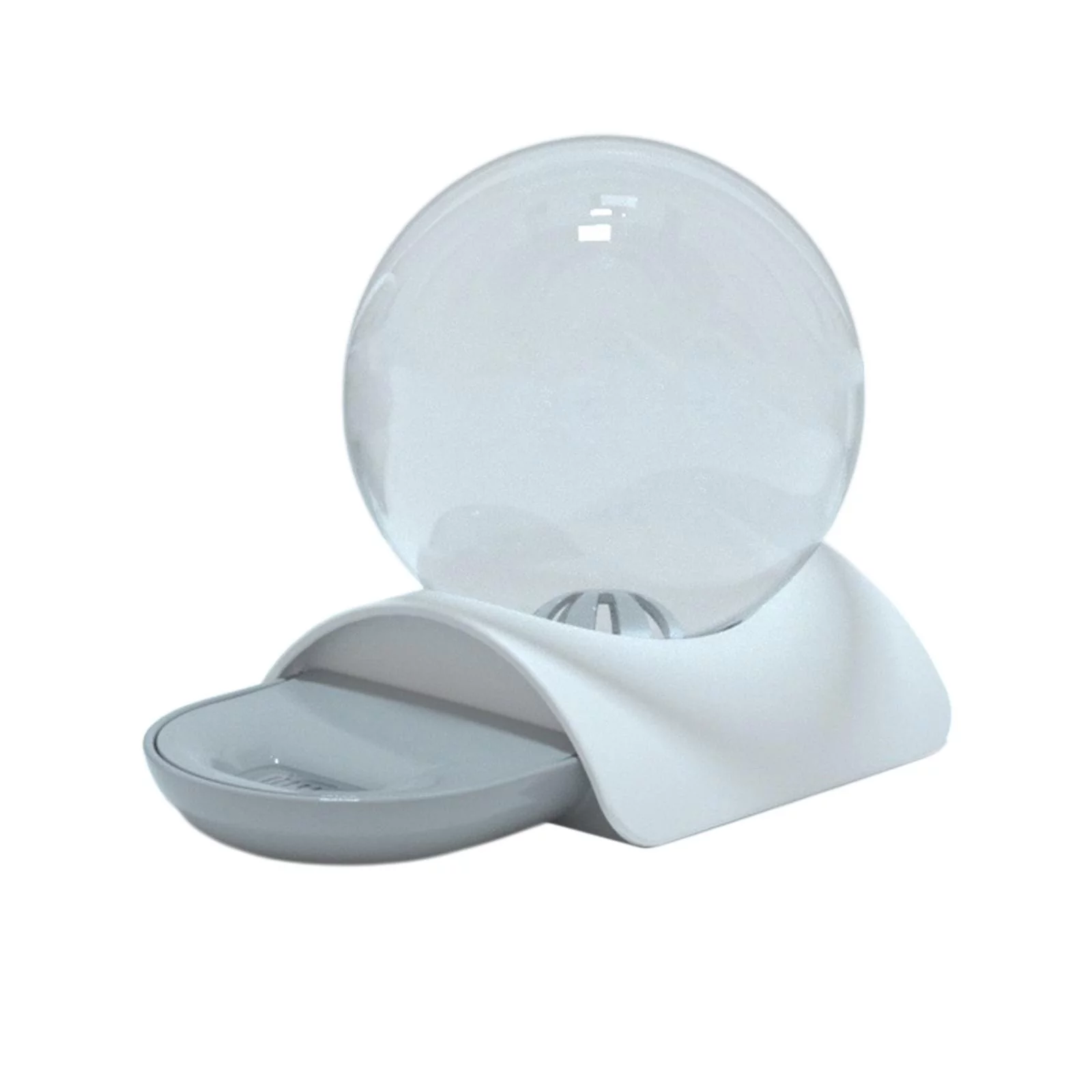 Automatic Water Dispenser Pet Feeder Drink Water Fountain Transparent Round Ball Cat Dog Drinking Bowl for Puppy Bubble Kitty Gifts , Grey