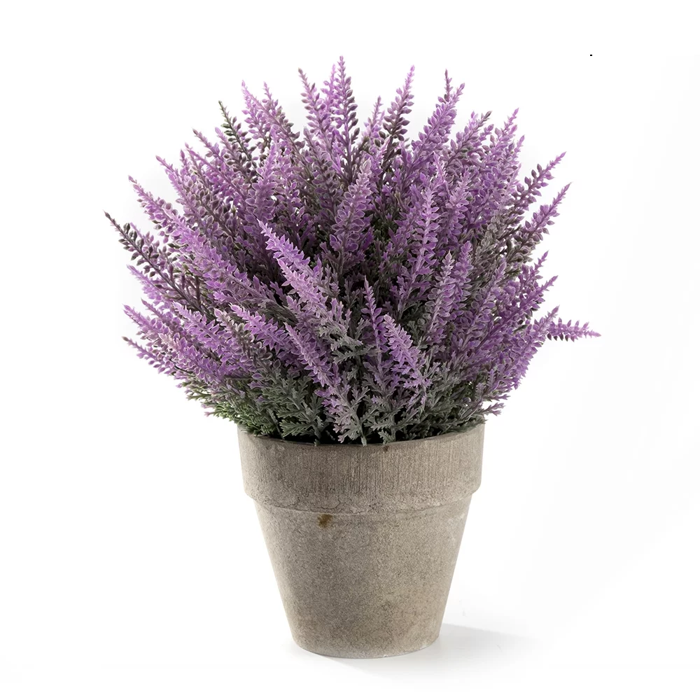 K_Cliffs Mini Artificial Flowers Provence Lavender Arrangement in Pot for Home Decor (Purple)