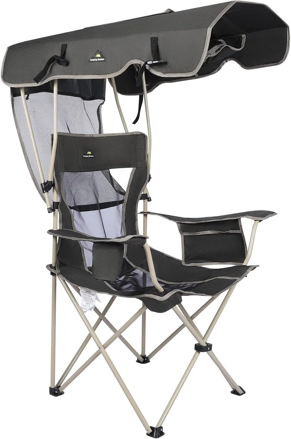Camping Brothers Green Camping Chair with Shade Canopy Outdoor Folding Chair