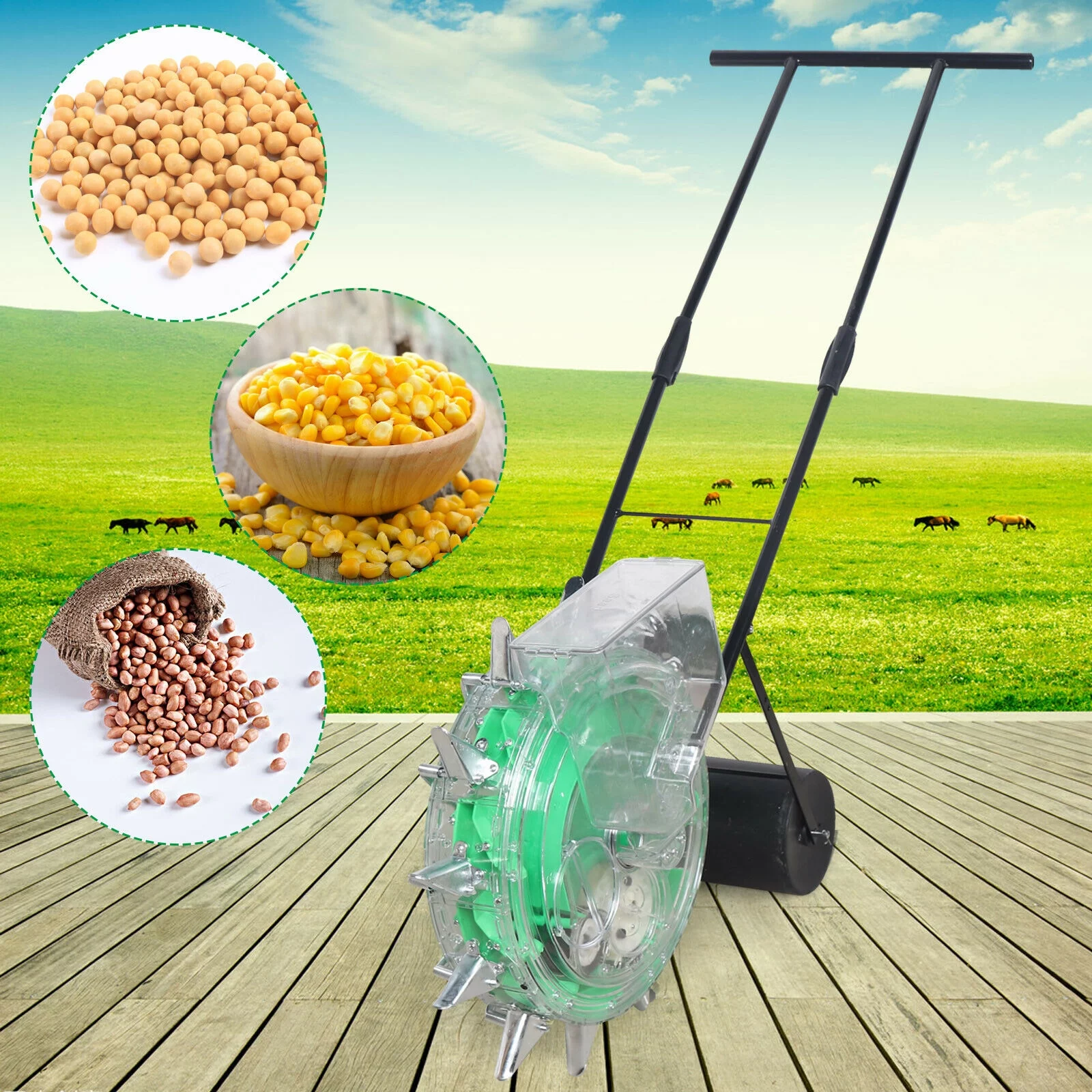 FETCOI Hand-push Roller Seeder Corn Soybean Fertilizer Machine Precision Efficient seed