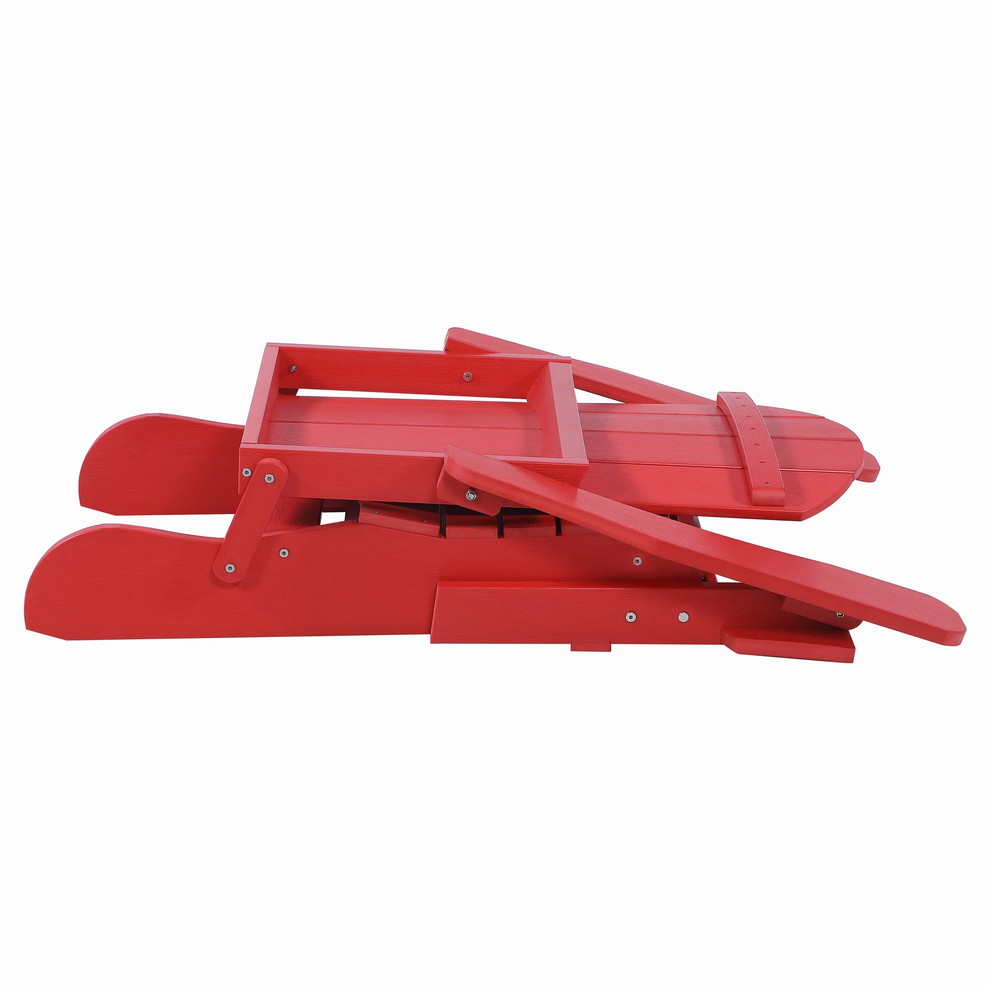 Hurley Stanton Drew Plastic/Resin Folding Adirondack Chair with Ottoman (Red)