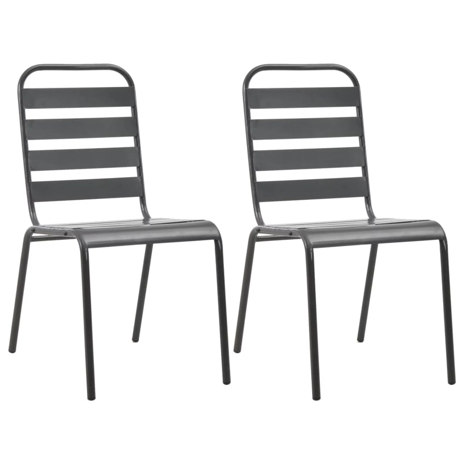 Carevas Stackable Patio Chairs 2 pcs Steel Gray