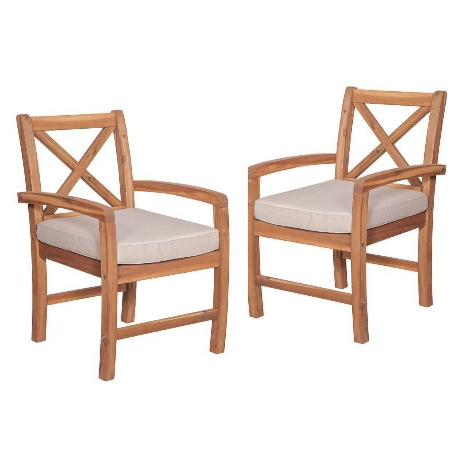 Pemberly Row X-Back Patio Chair with Cushion in Brown (Set of 2)