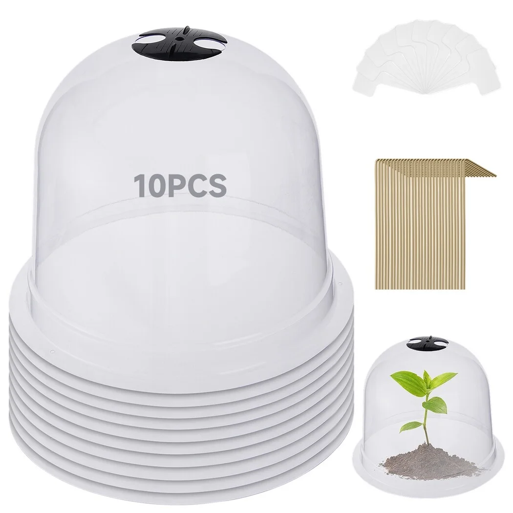 10PCS Plant Protector Covers, Plastic Garden Cloches, Reusable Mini Greenhouse for Plants, Bell Cloche Plant Protectors with Built-in Rotating Vents for Tender and New Seedlings