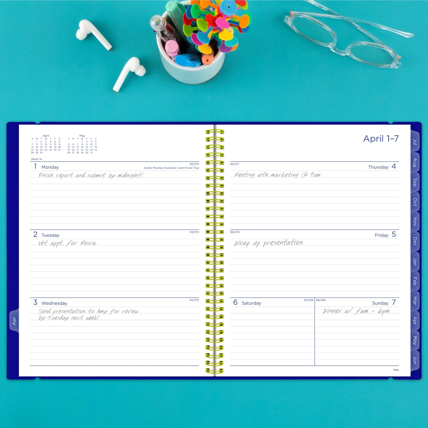 Mead Monthly Weekly Large Indigo Planner