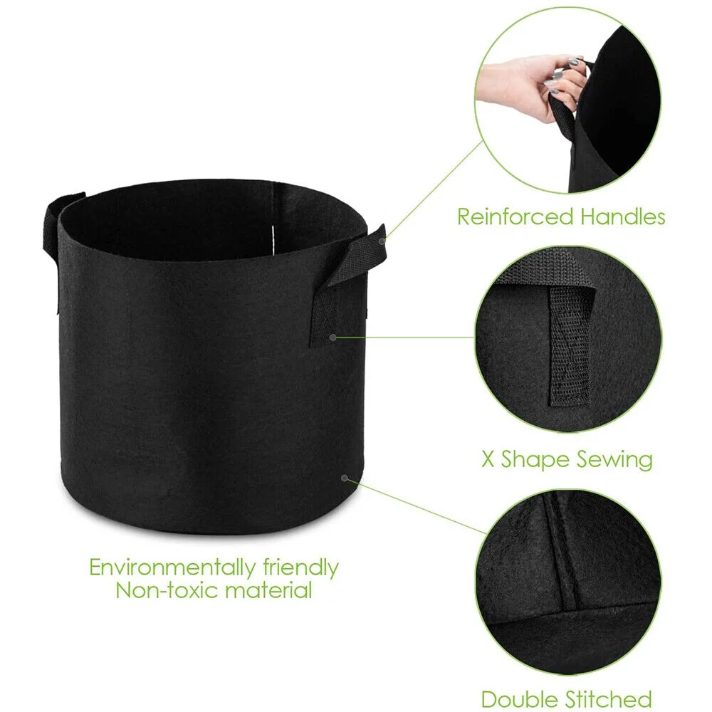 Black Plastic Plant Pots 1 2 3 4 5 7.5 10 12 15 20 Litre Large Flower Pot Strong