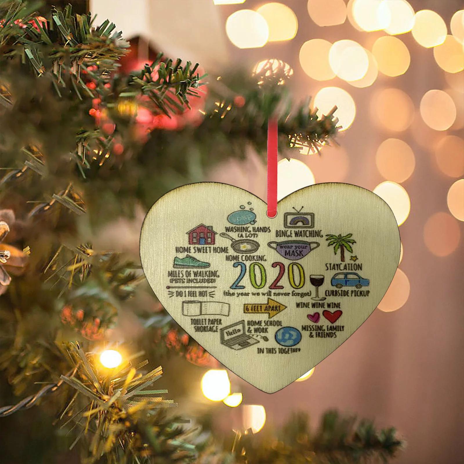 XZZjjl 4th of the July Educational Toys for 5 Year Old 2020 Christmas Paper Wood Christmas Tree Decoration Pendant Crafts with Rope *6Pcs