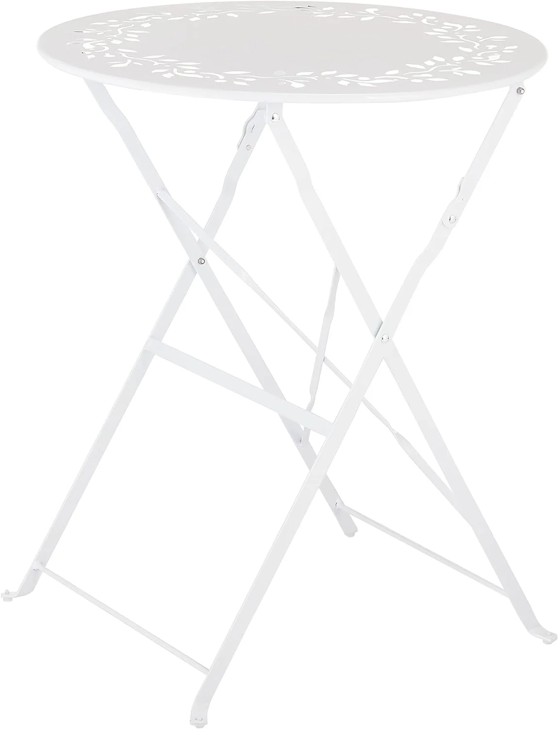 Alpine Corporation Indoor/Outdoor 3-Piece Bistro Set Folding Table and Chairs Patio Seating, White