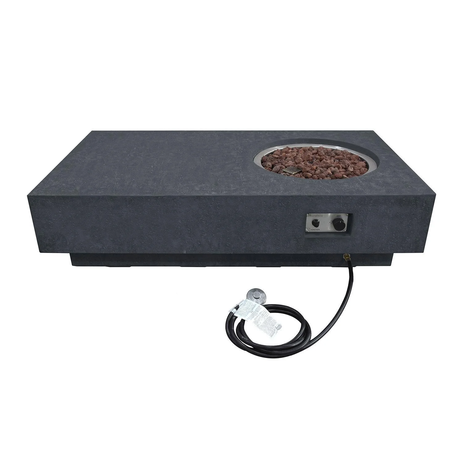 Modernview 56 Inch Rectangular Concrete Propane Fire Pit Table in Dark Gray By Lakeview Outdoor Designs