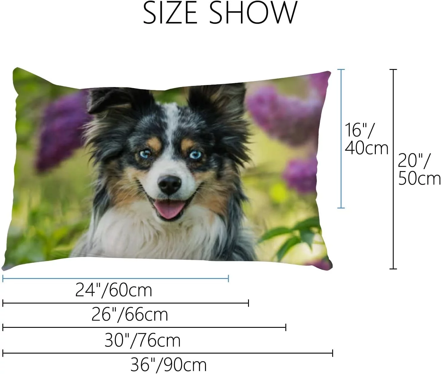 Wellsay Shepherd Dog Sitting Under Lilac Bush Pillow Covers Zippered Cotton Plush Throw Pillow Cushion Case 16x24in for Bed Couch Sofa Home Decor
