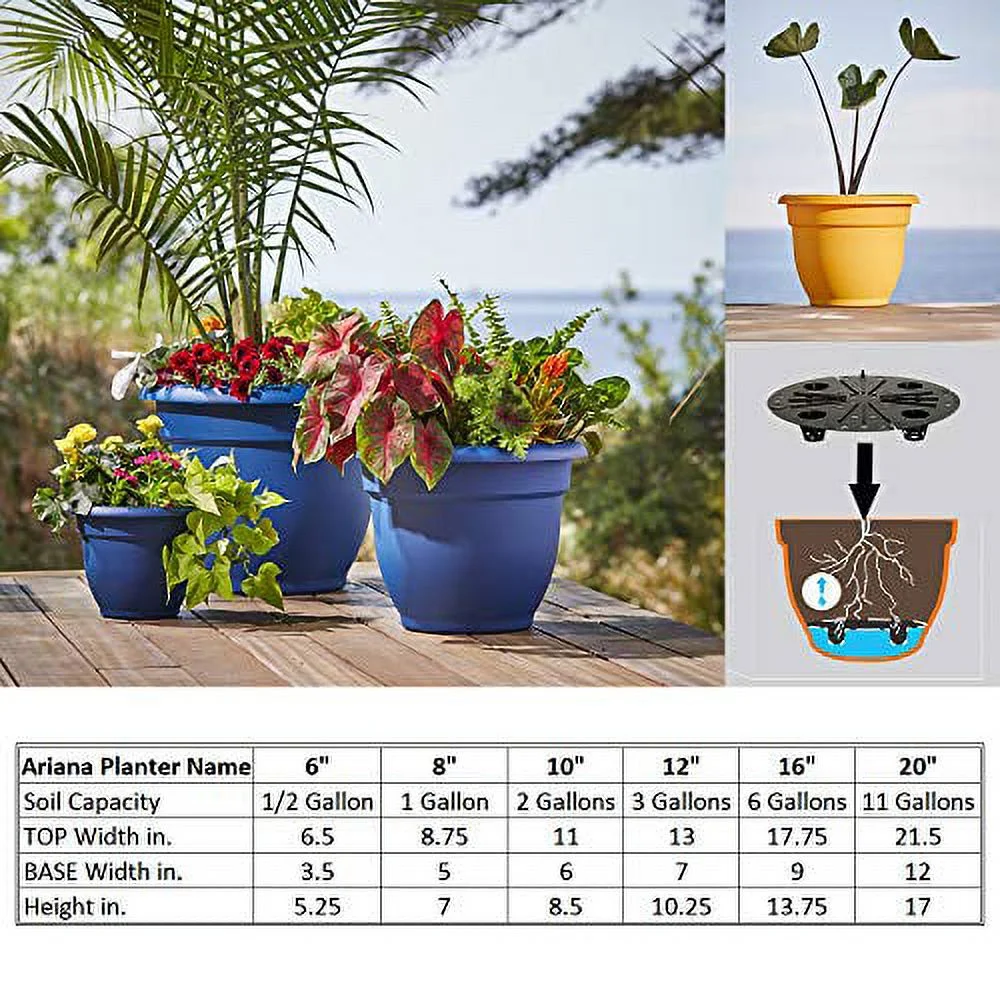 Bloem Ariana Planter w/ Self-Watering Disk, Chocolate - 16