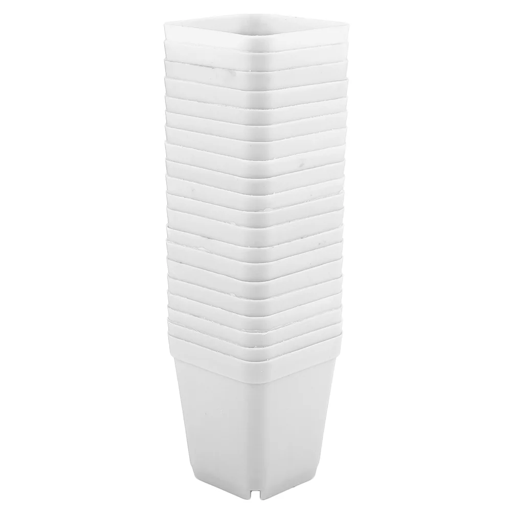 Viccilley 2.75 Inch Square Nursery Pot Plastic Plant Seedling Pots Flower Pots Nursery Transplanting Planter Container for Room, Garden Office and Balcony Decor, Pack of 20(White)