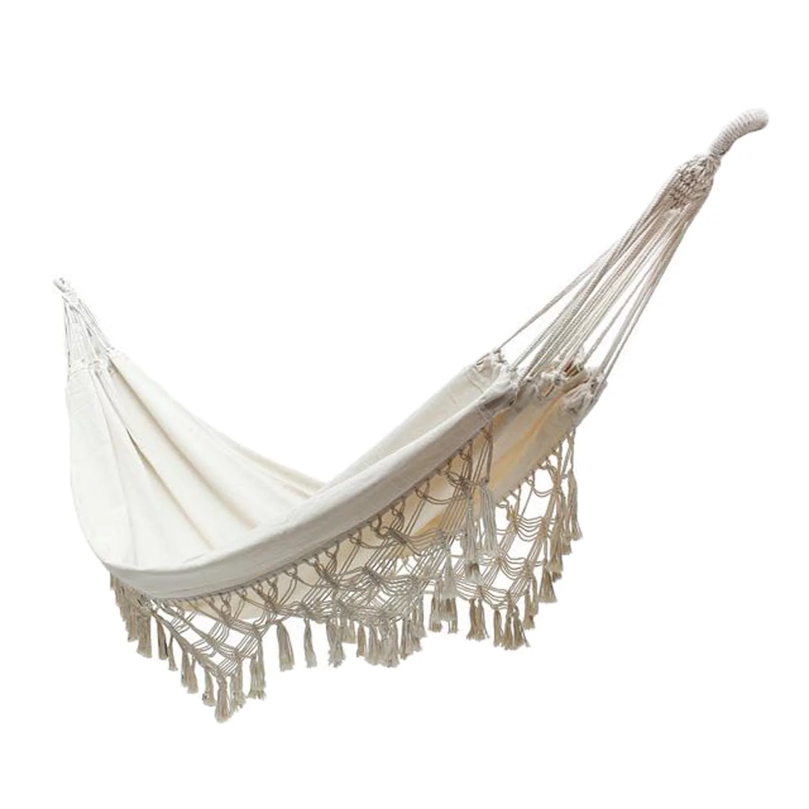 Brazilian Macrame Fringe Hammock 2 Person Canvas for Beach Patio Wedding Beach Porch Backyard , white, 78.74 x 59.06in