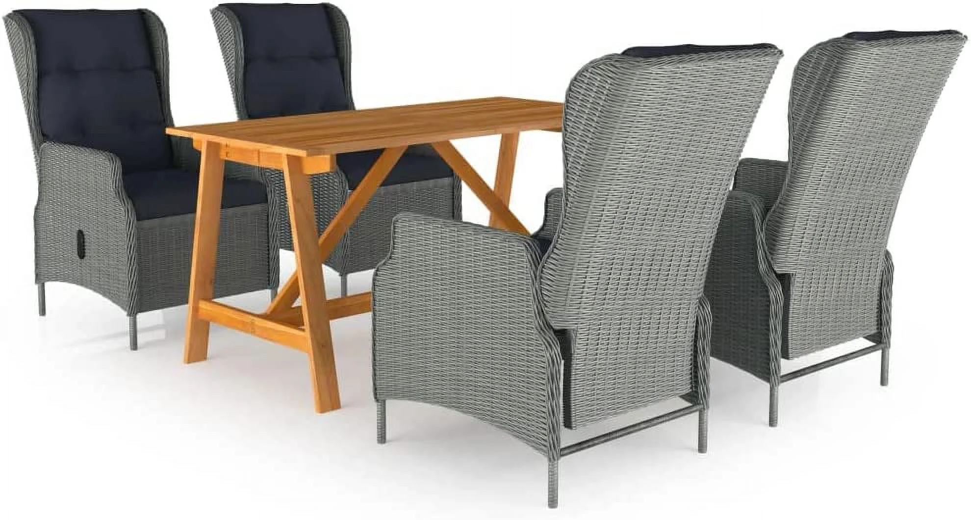 5 Piece Patio Dining Set Outdoor Dining Chairs Outdoor Patio Furniture Patio Conversation Seat Porch Furniture Outdoor Seating Deck Casual Furniture for Porch Garden Backyard  Brown