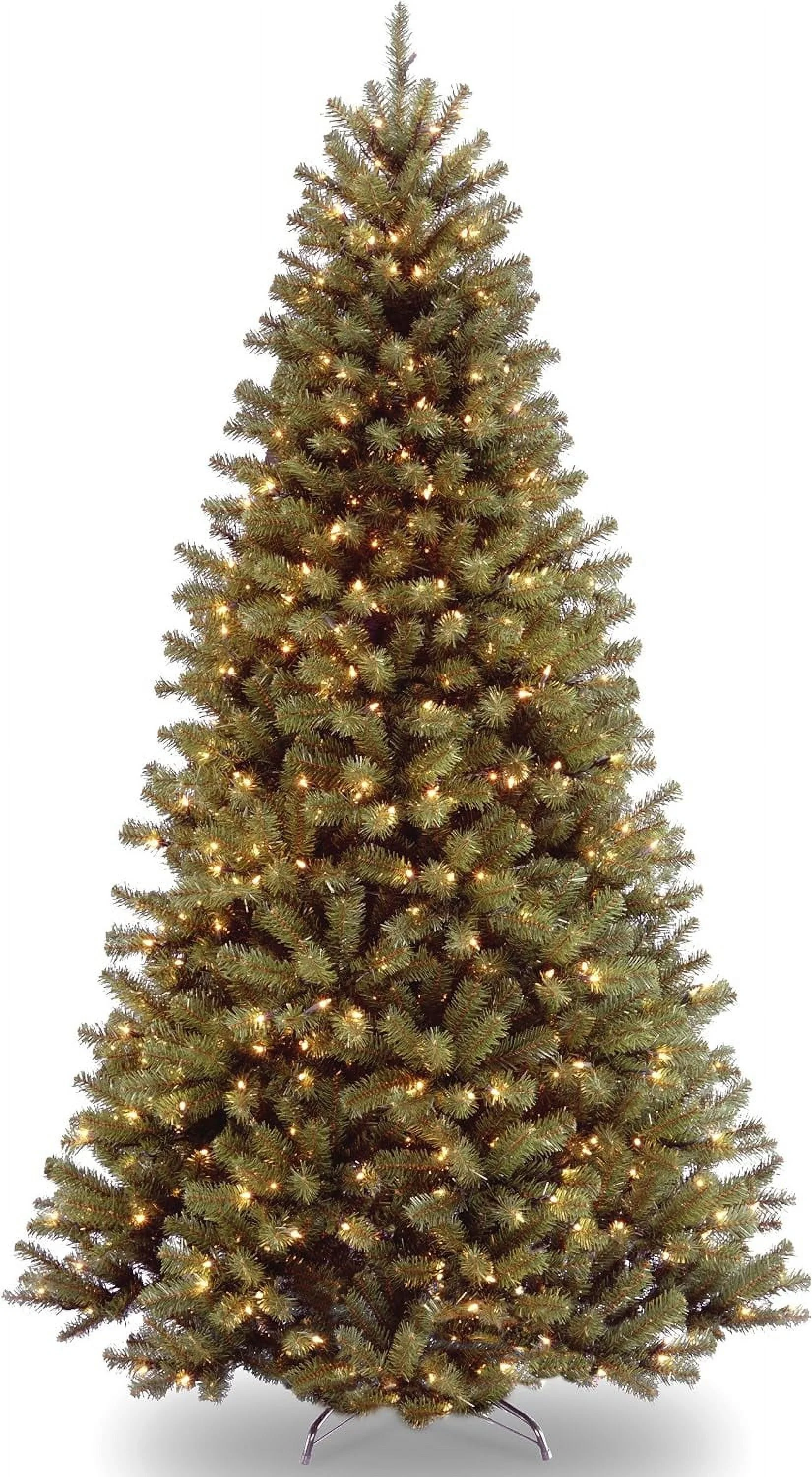 Artificial Full Christmas Tree, Green, North Valley Spruce, White Lights, Includes Stand, 6.5 Feet