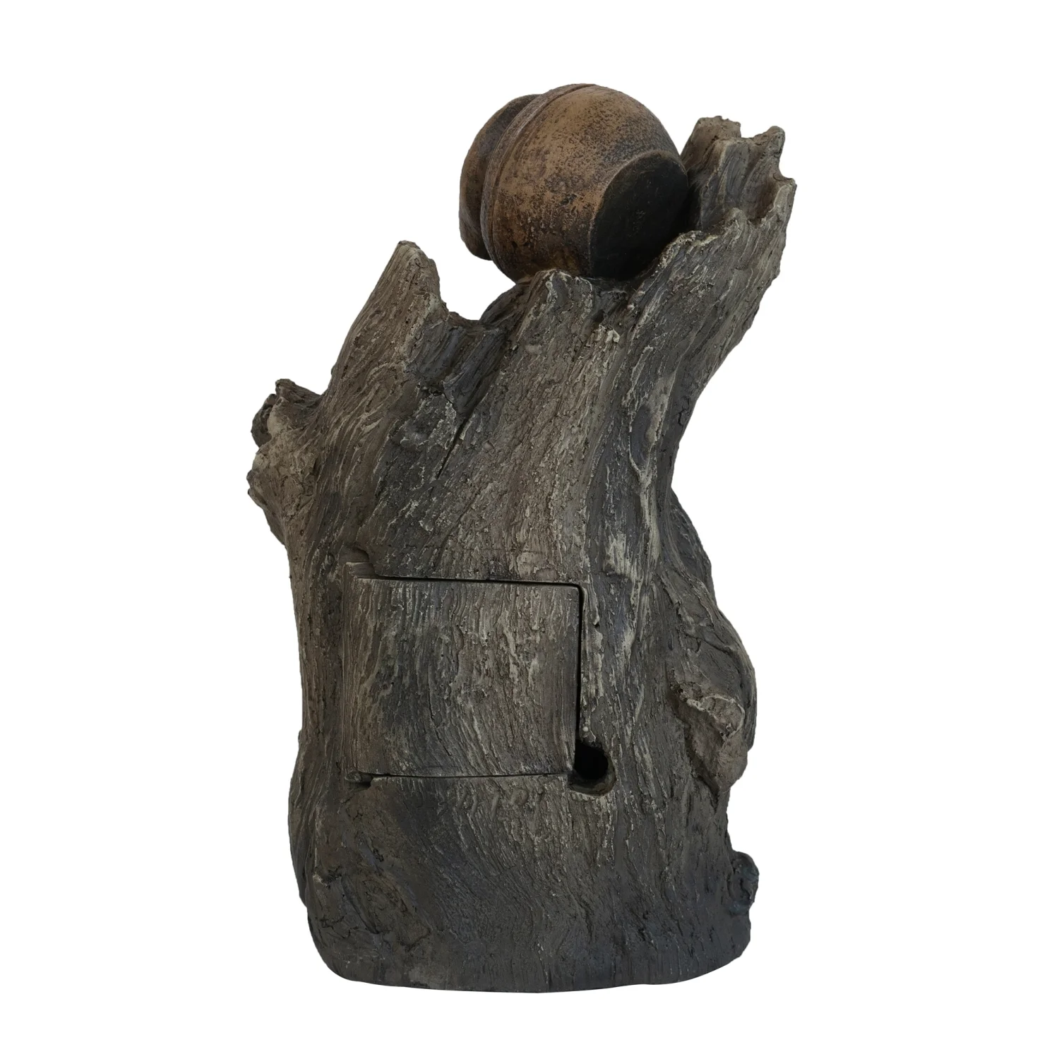 TQJKLFDY 7.7x3.9x13.6” Brown and Gray Water Fountain with Antique Water Pump Design and LED Light